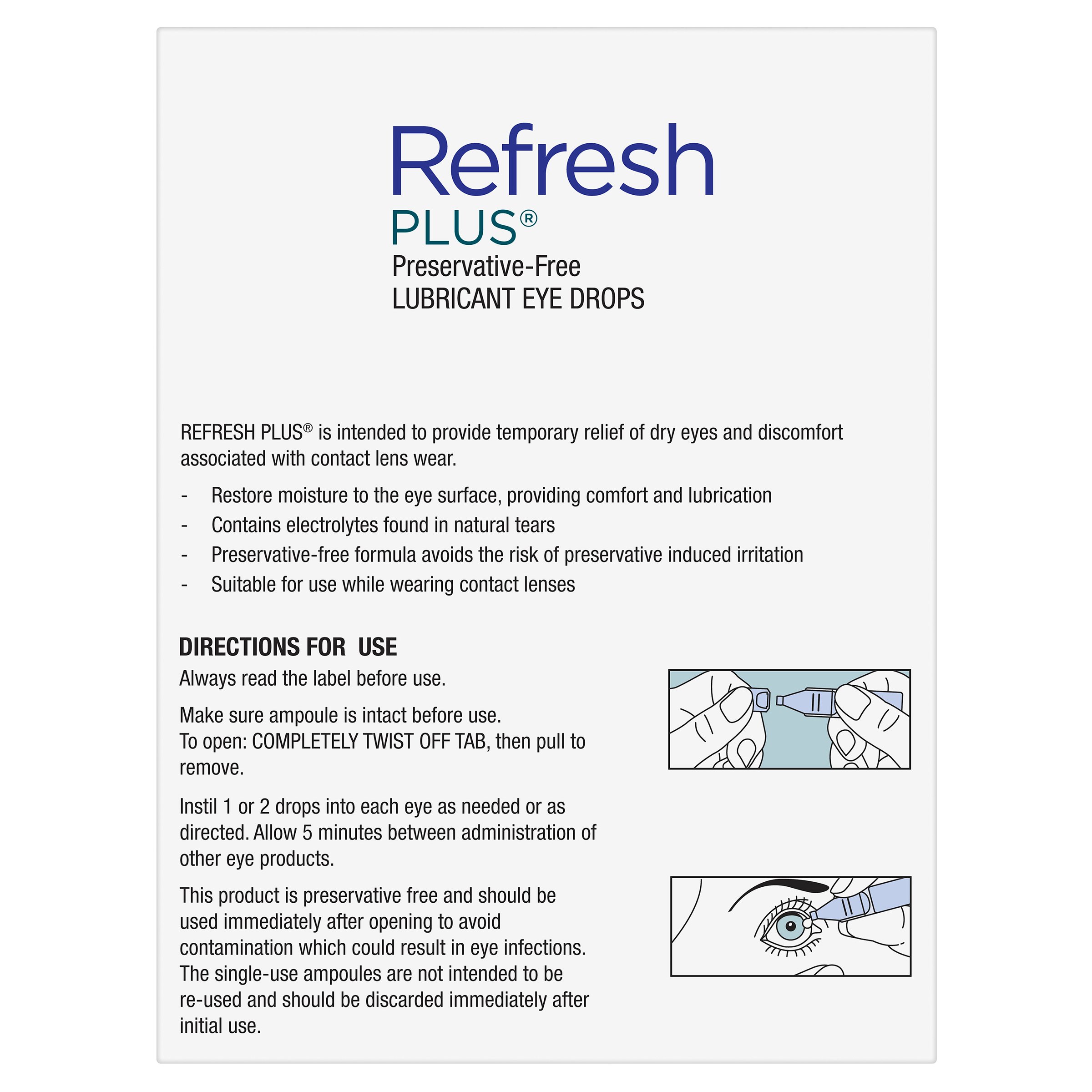 Refresh Plus Eye Drops For Every Day Dry Eyes 0.4ml - 30 vials - Image 2