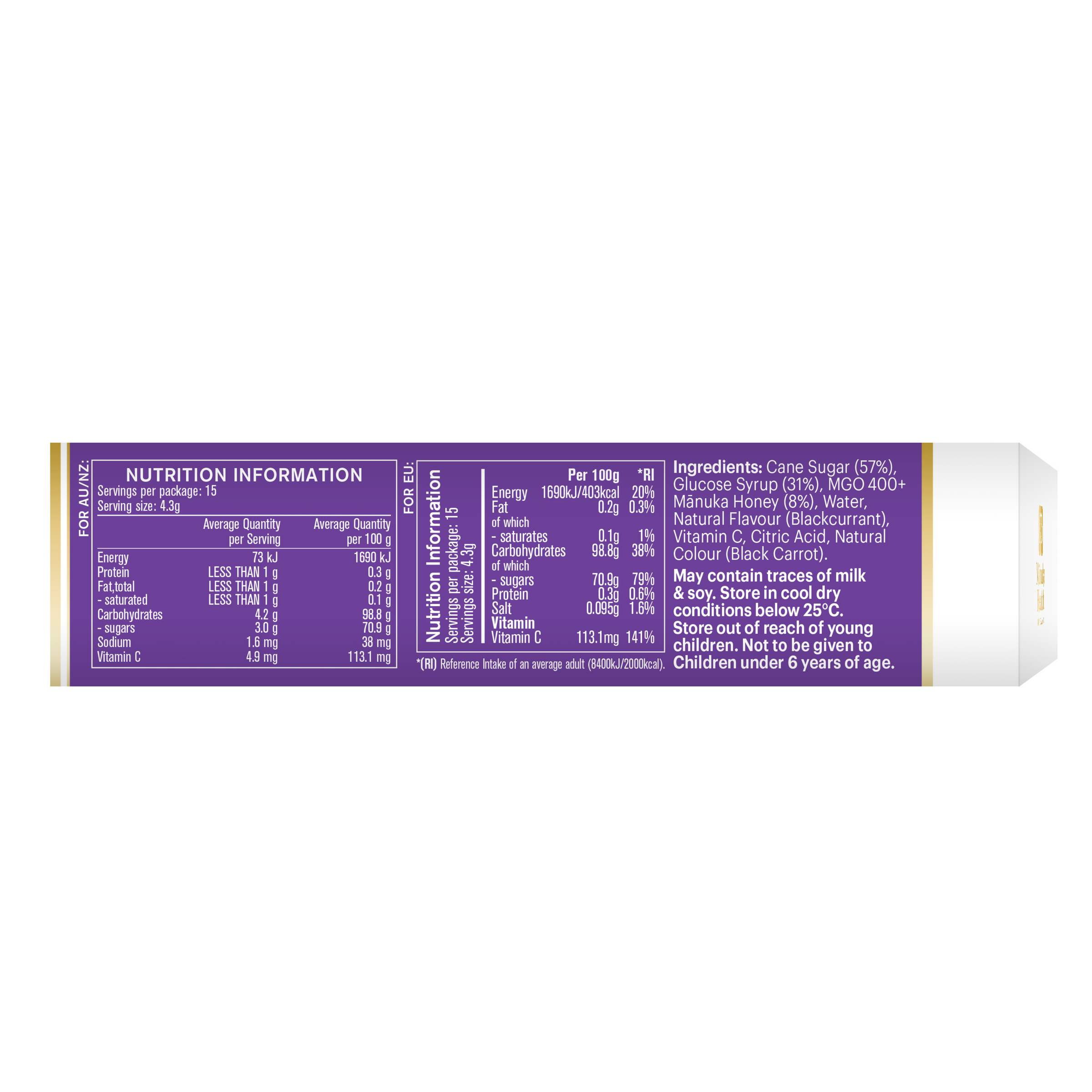 Manuka Health Honey Drops Blackcurrant 15 pack - Image 3