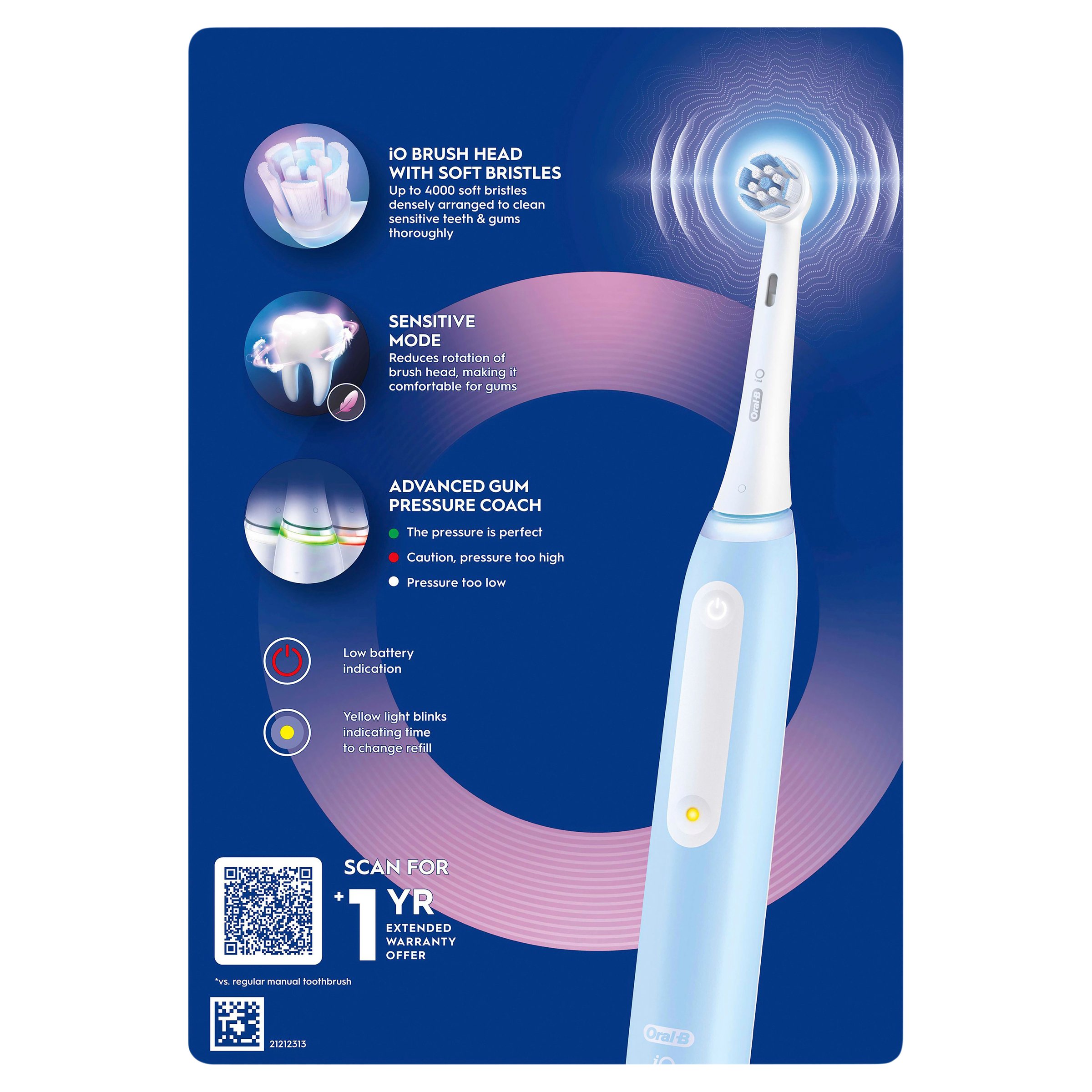 Oral-B iO 3 Clean & Gum Protect Ice Blue Electric Toothbrush 1 each - Image 2