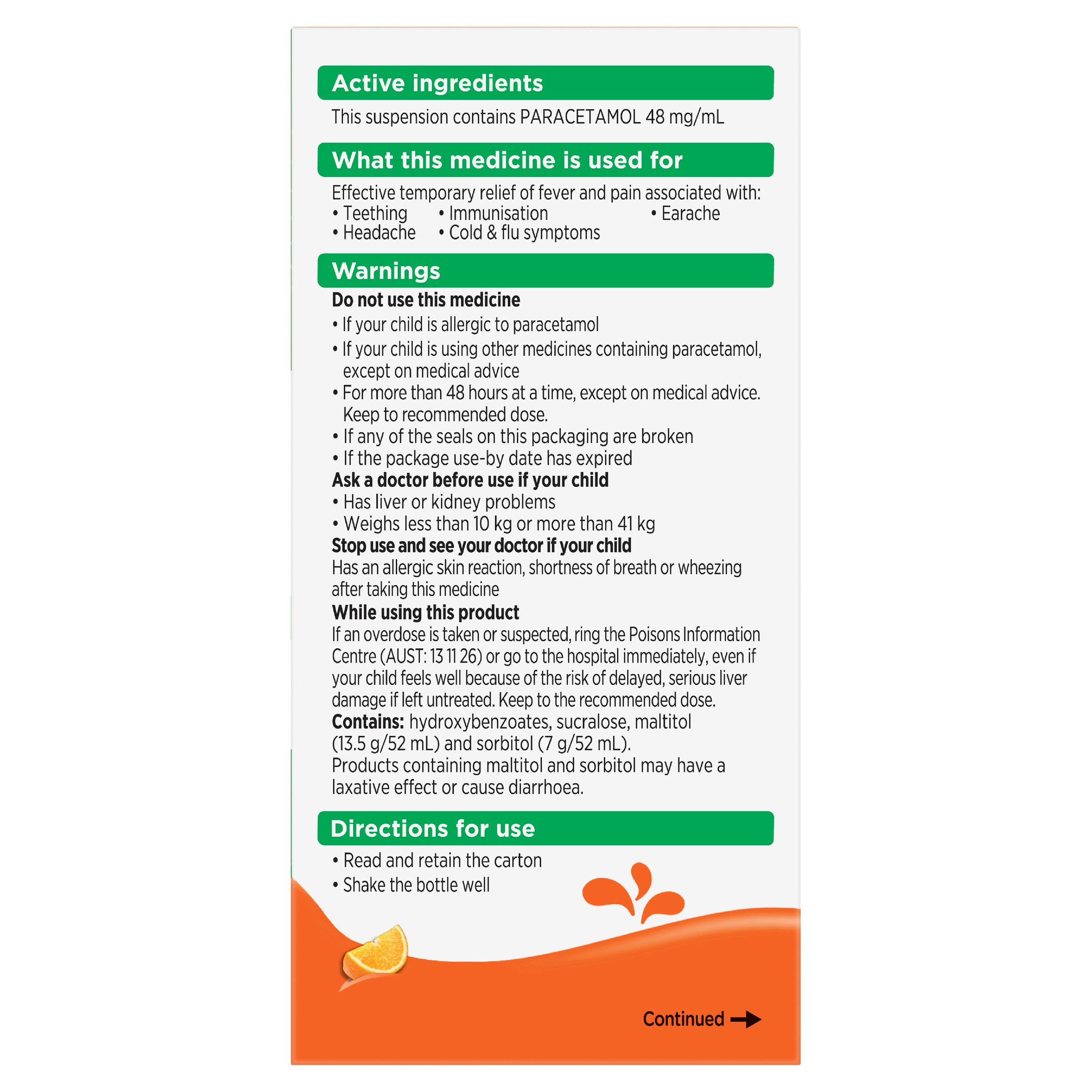 Panadol Children 5-12 Years Colourfree Suspension Orange Flavour 100ml - Image 4