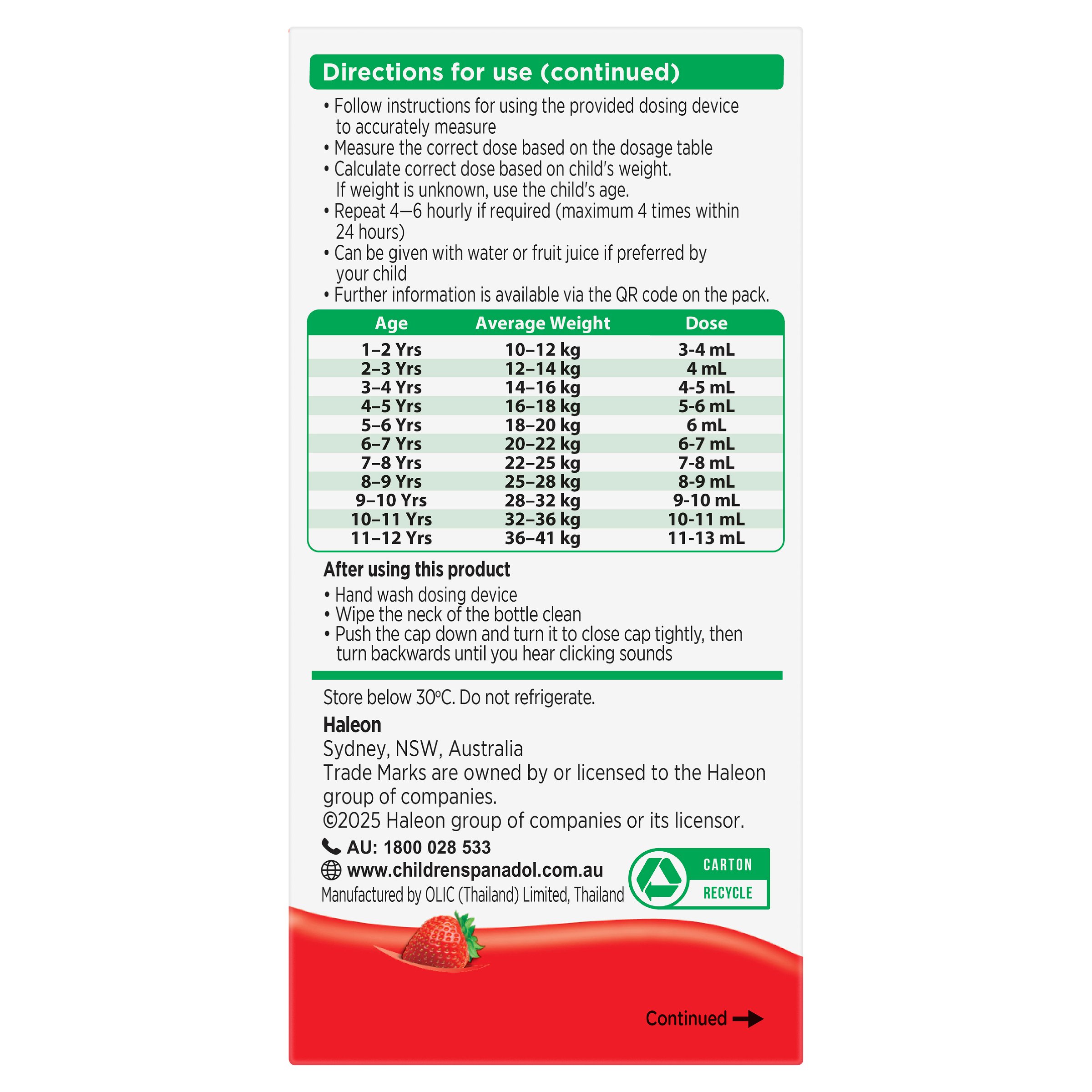 Panadol Children 5-12 Years Colourfree Suspension Strawberry Flavour 200ml - Image 2