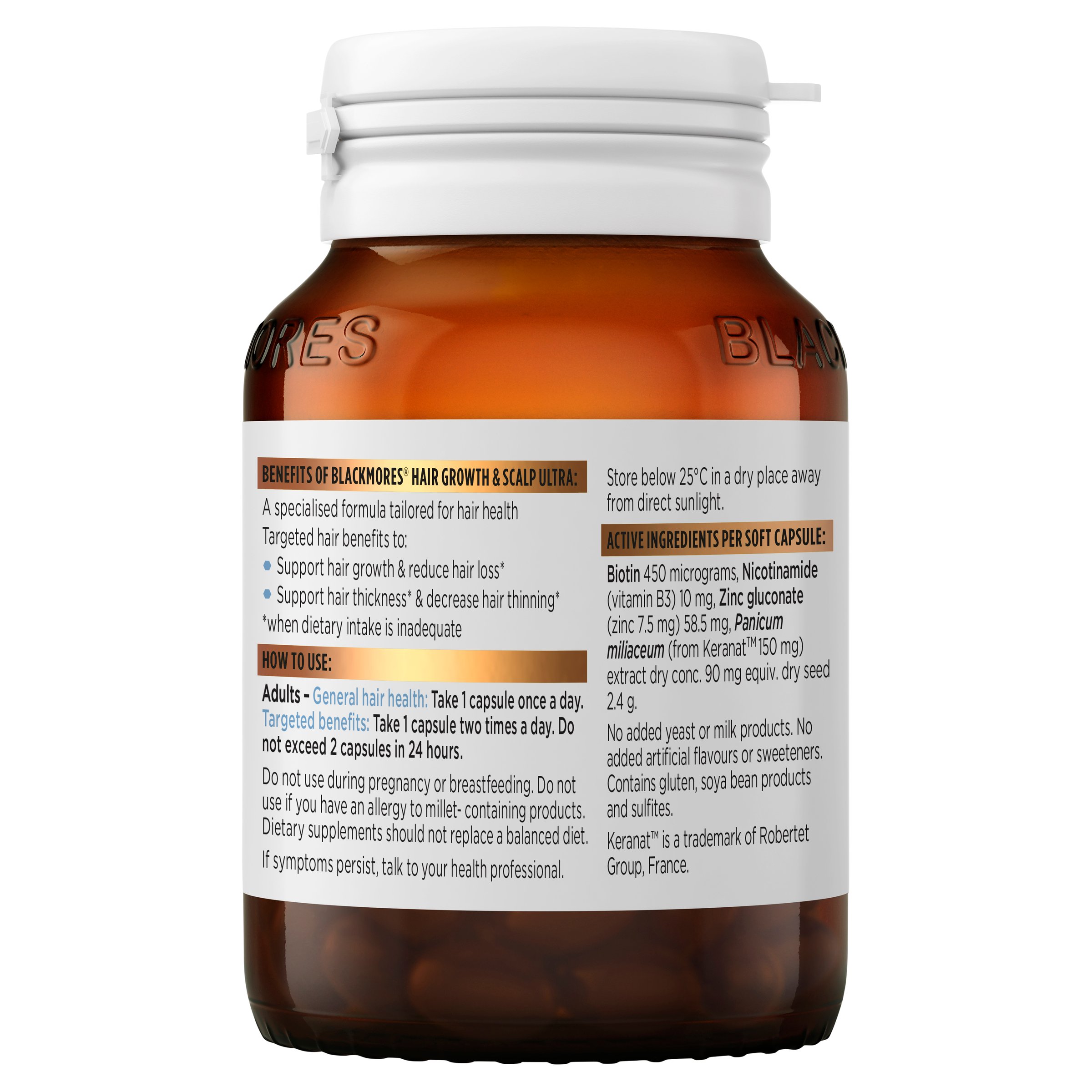Blackmores Hair Growth + Scalp Ultra 60 capsules - Image 2