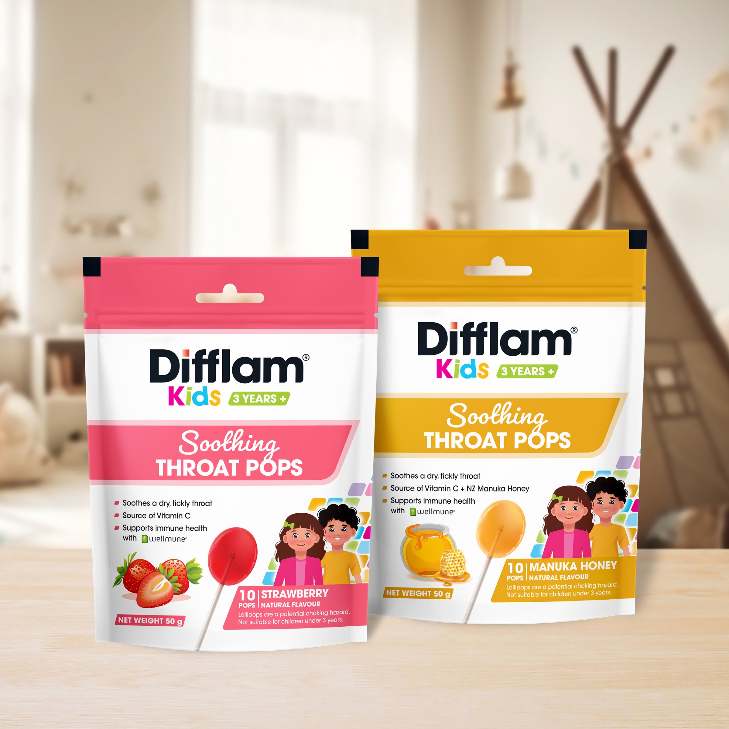 Difflam Kids Pops Strawberry 10 lozenges - Image 9