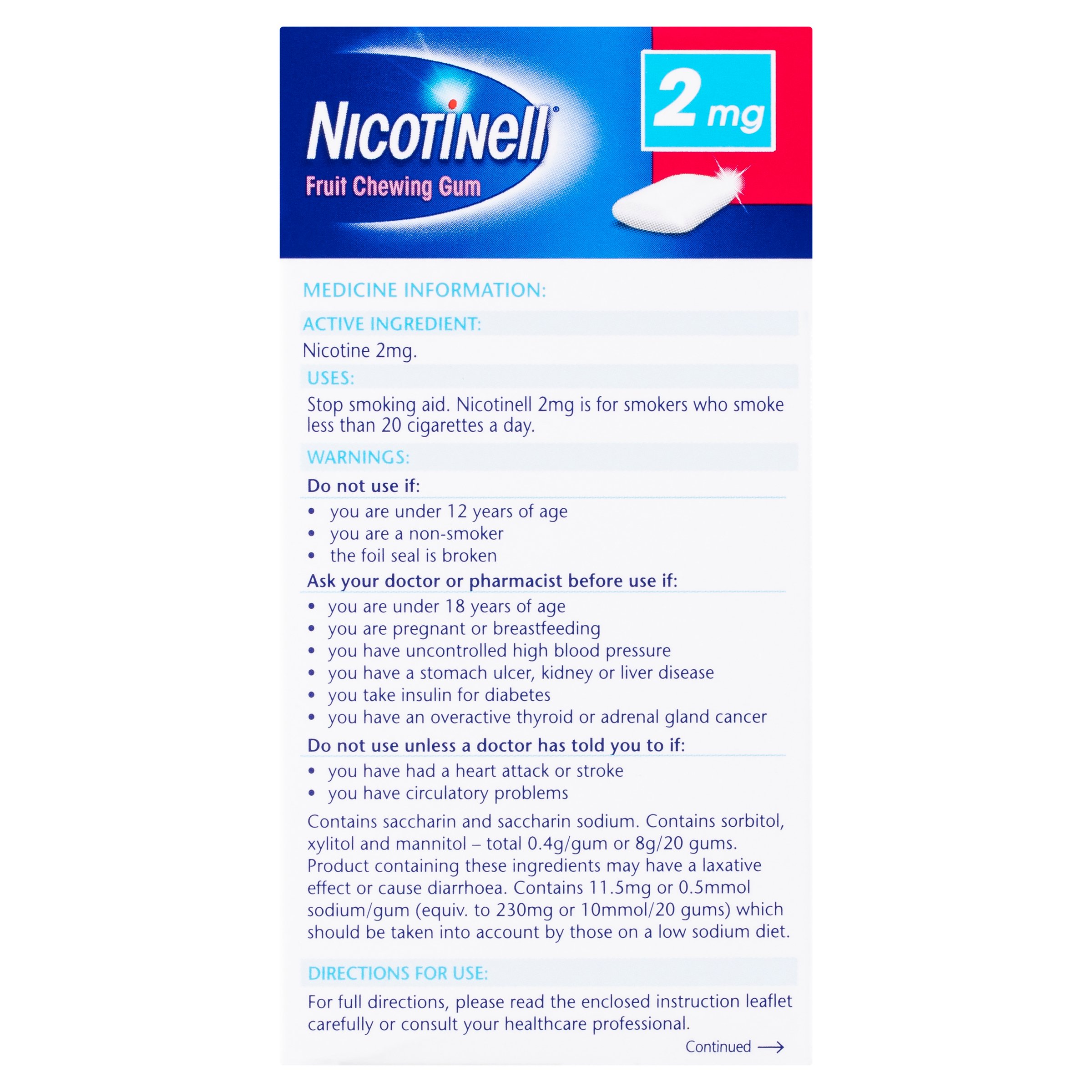 Nicotinell Fruit Nicotine Chewing Gum 2mg Regular Strength 96 pieces - Image 4