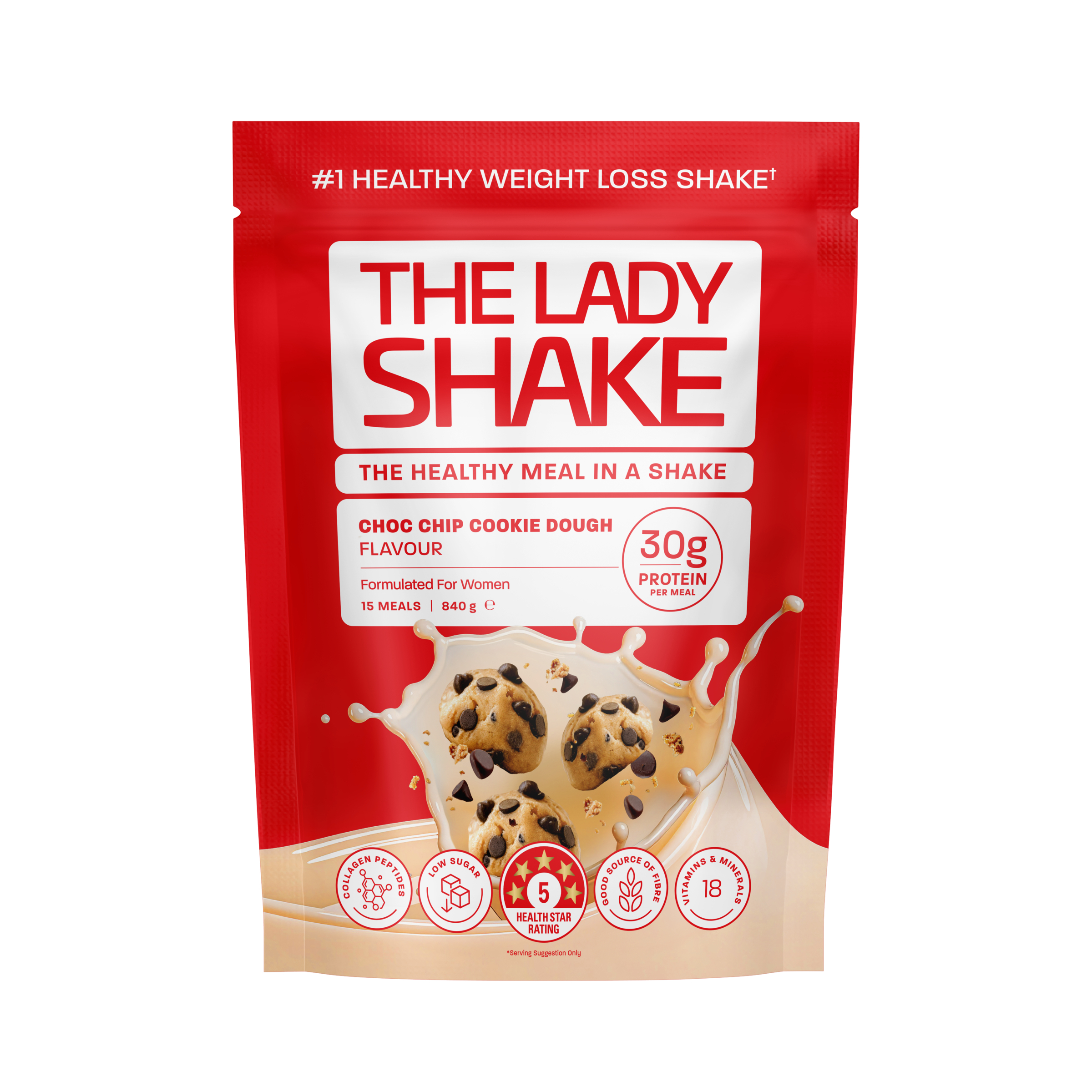 The Lady Shake Meal Replacement Choc Chip Cookie Dough 840g - Image 1