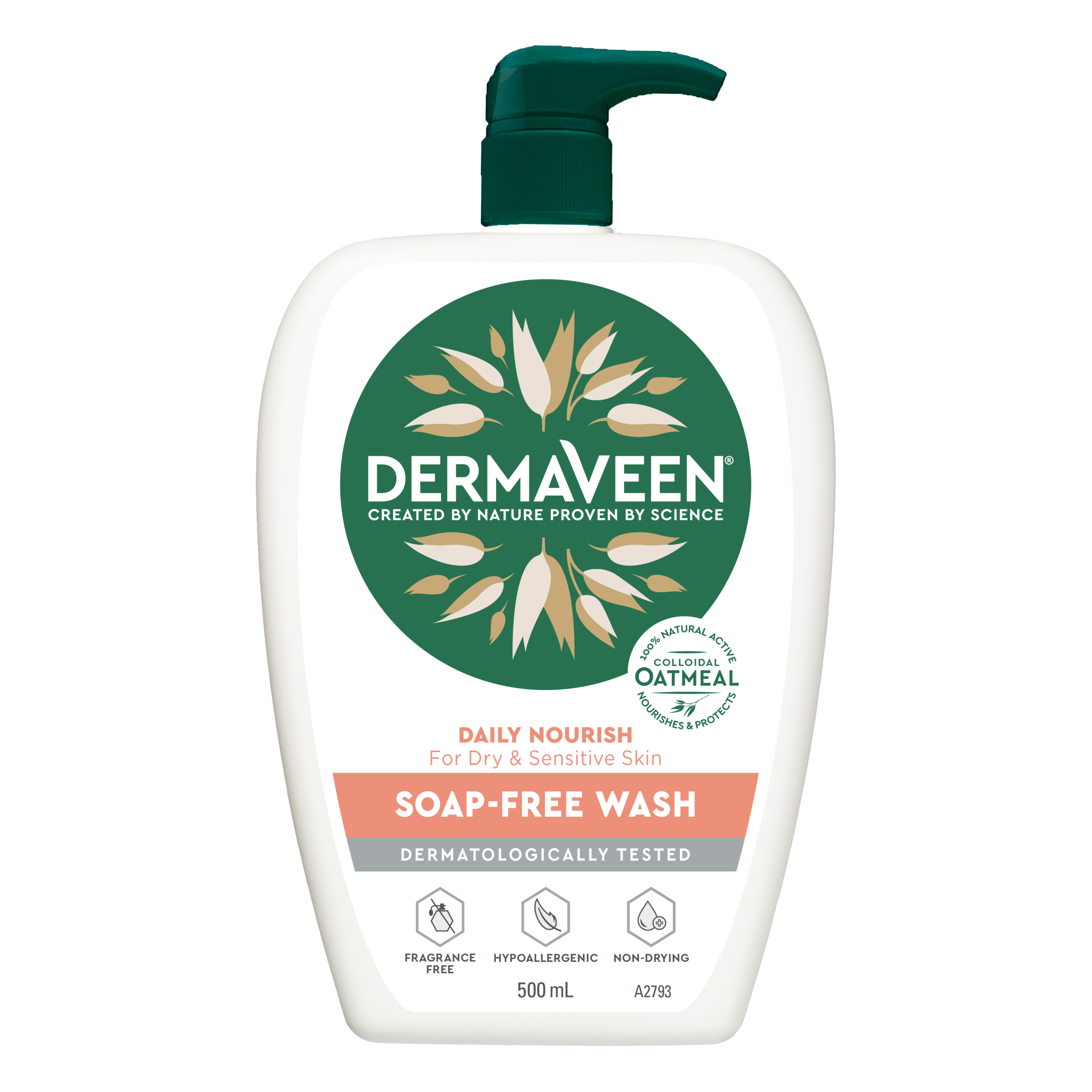 DermaVeen Daily Nourish Soap Free Wash 500ml - Image 1