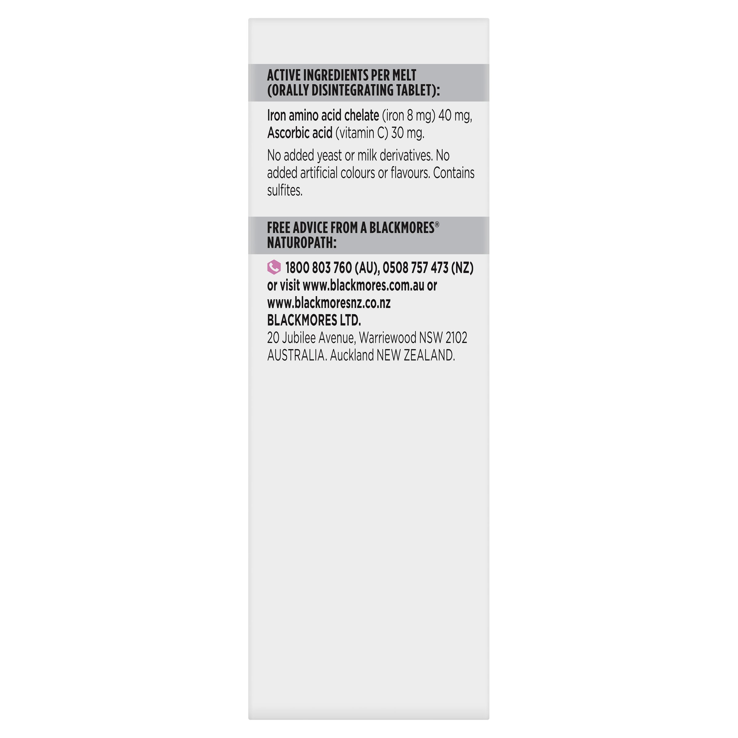 Blackmores Iron Rapi-Melt 60 tablets - Image 3