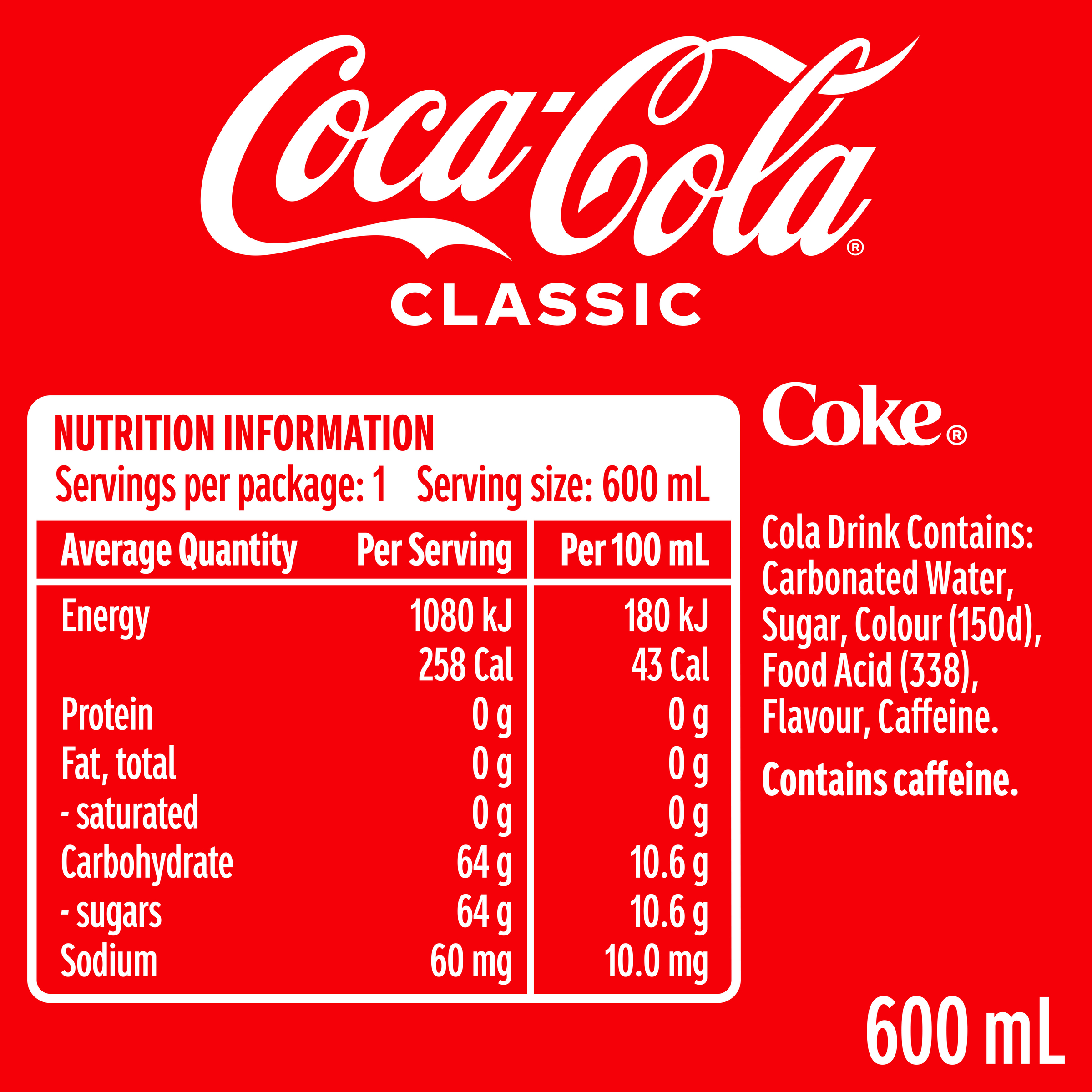 Coca-Cola Coke Bottle 600ml - Image 2