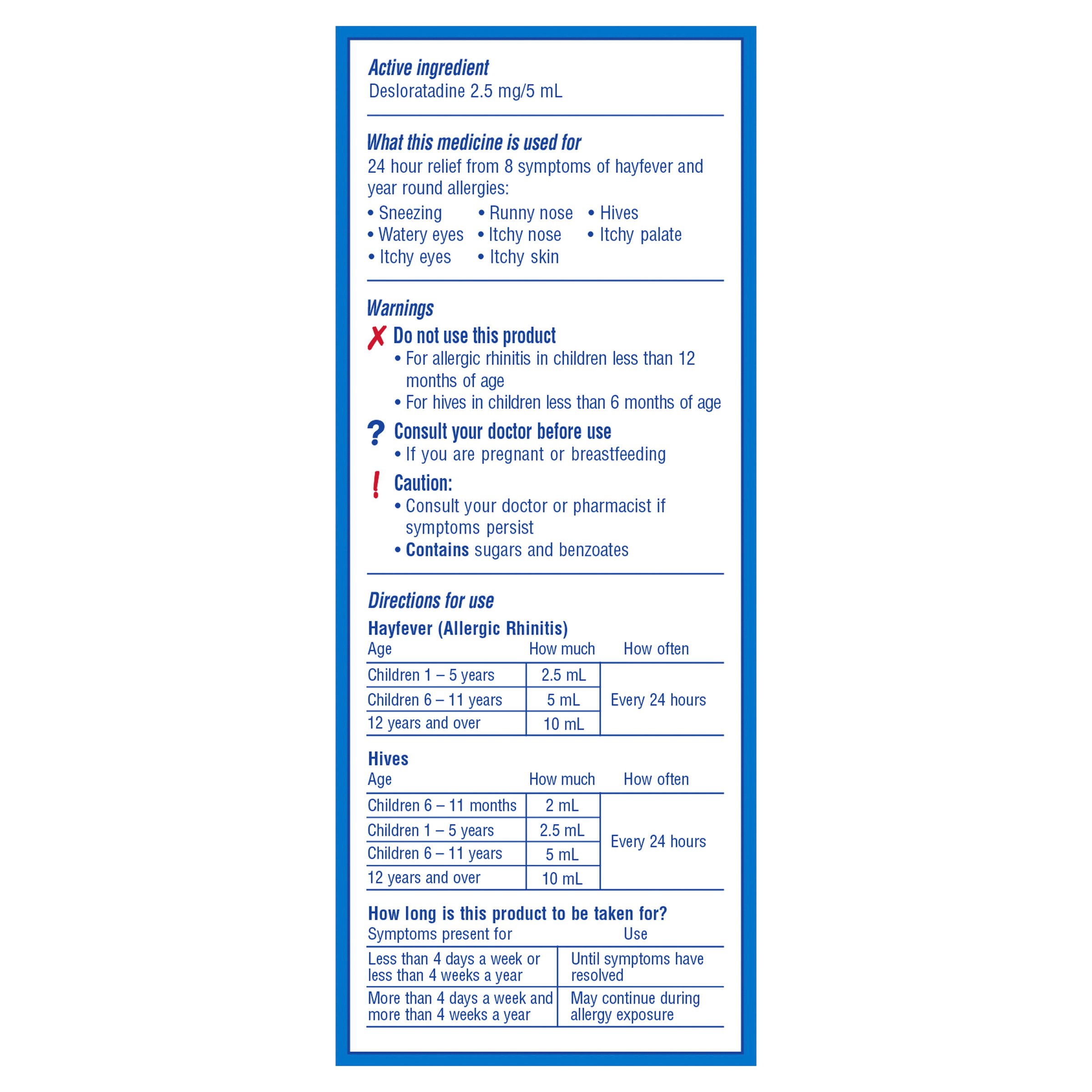 Claratyne Children Desloratadine Hayfever & Allergy Relief 100ml Syrup - Image 3