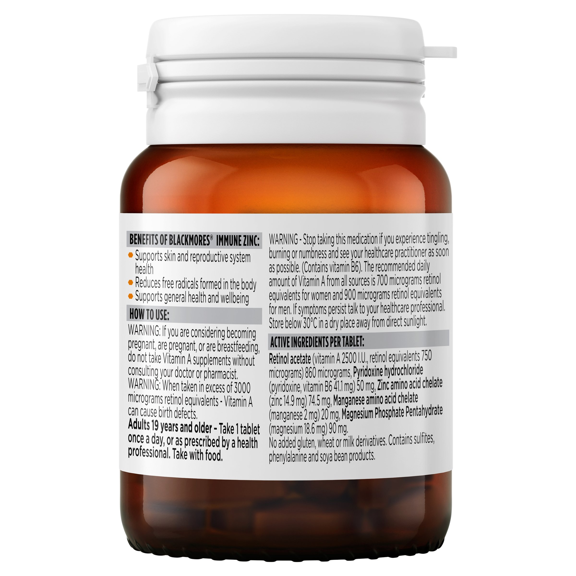 Blackmores Immune Zinc 60 tablets - Image 2