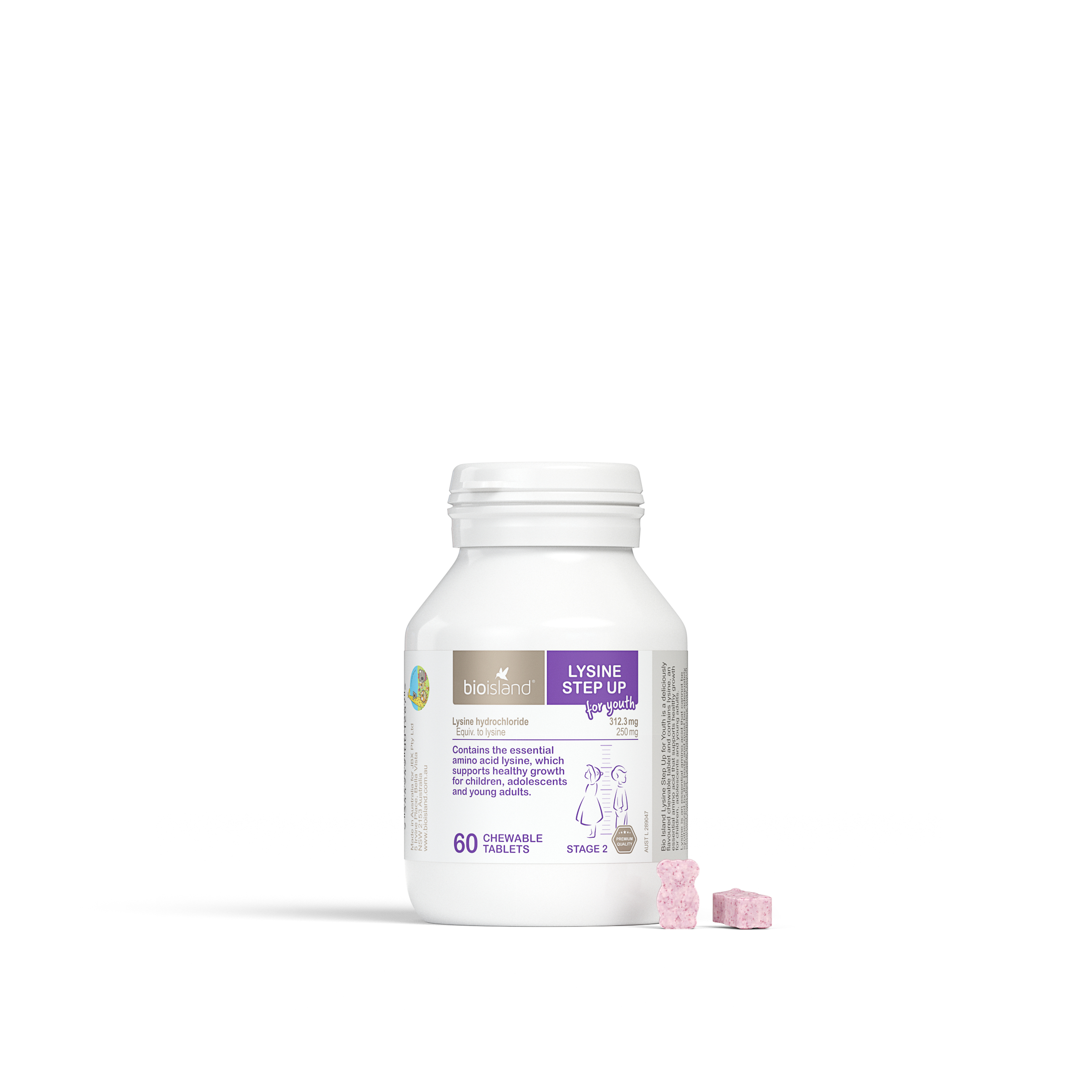Bio Island Lysine Step Up for Youth 60 chewable tablets - Image 4
