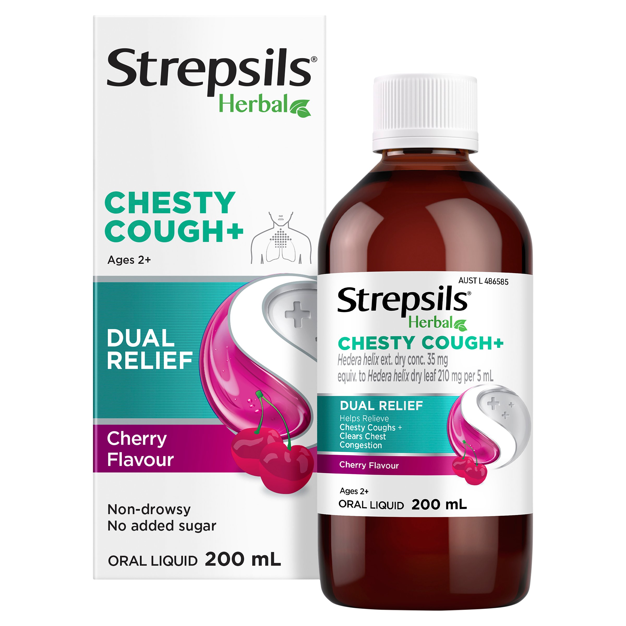 Strepsils Herbal Chesty Cough+ Liquid Cherry Flavour 200ml - Image 6