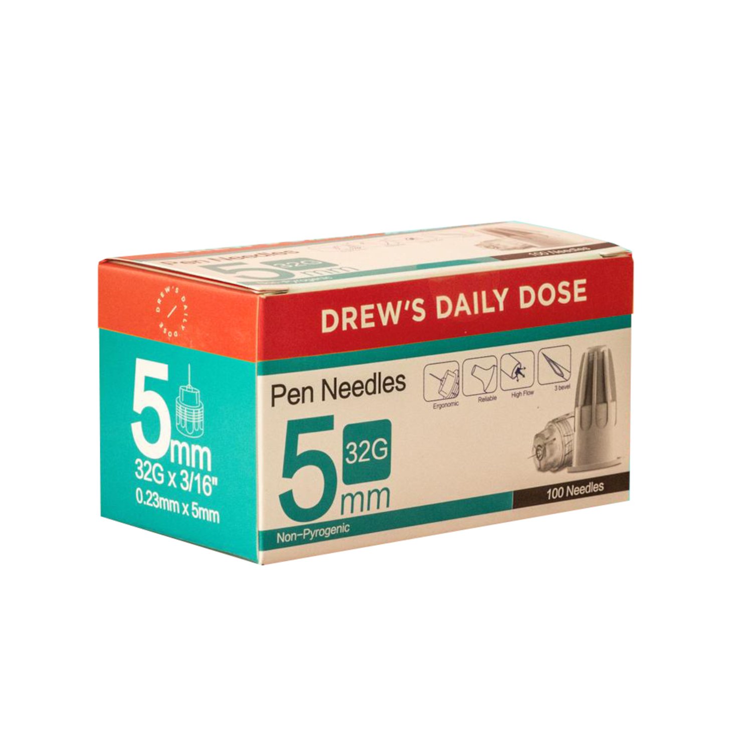 Drew's Daily Dose Pen Needle 32G x 5mm 100