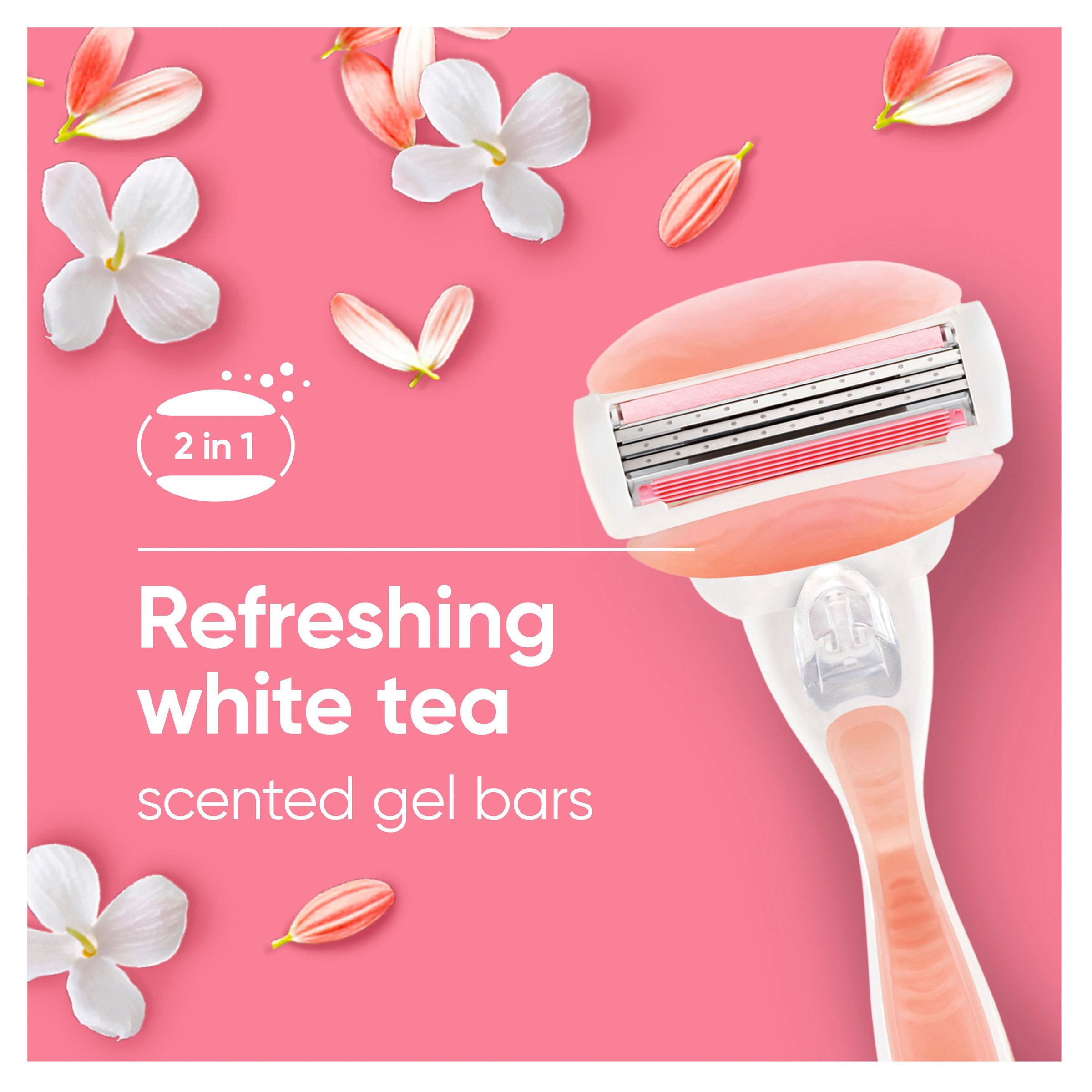 Gillette Venus Comfortglide White Tea Razor Handle + 2 Cartridges 1 pack - Image 6