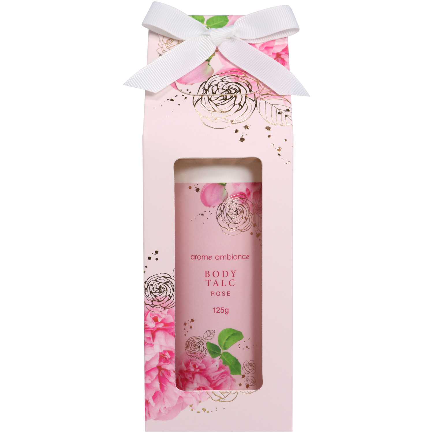 Arome Ambiance Floral Glimmer Boxed Body Talc Rose 125g - Image 1