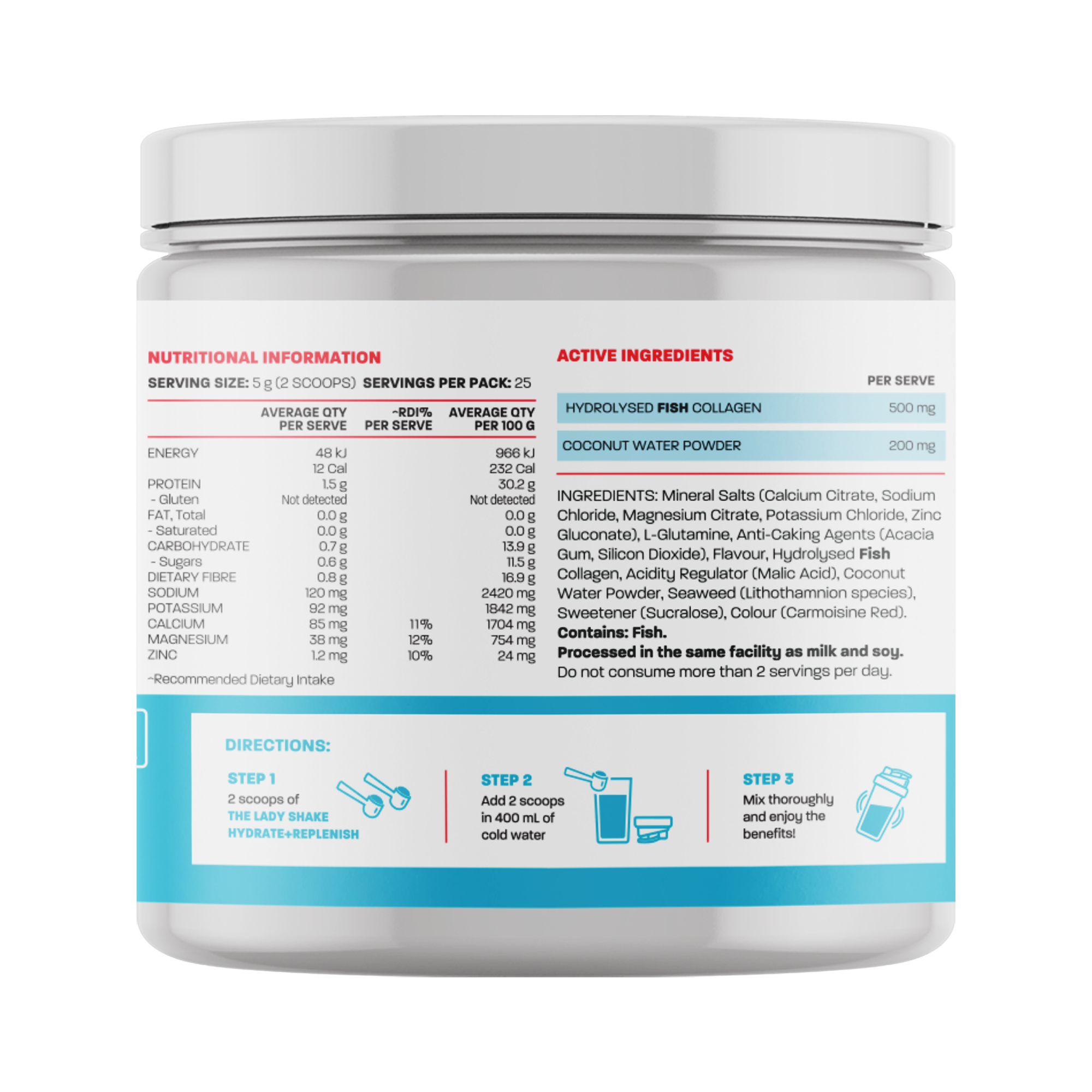 The Lady Shake Hydrate + Replenish Watermelon 125g - Image 2