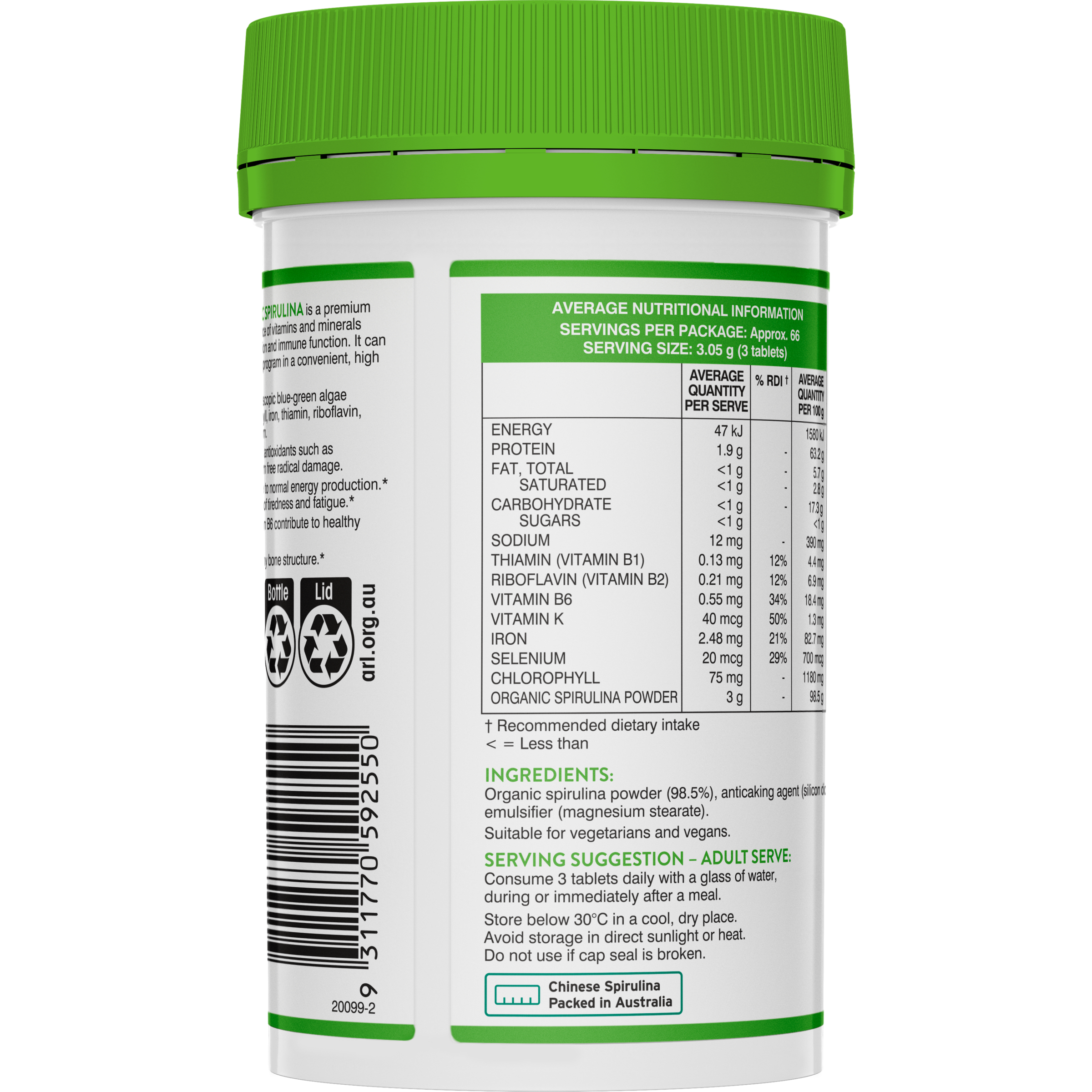 Swisse Ultiboost High Strength Organic Spirulina 200 tablets - Image 3