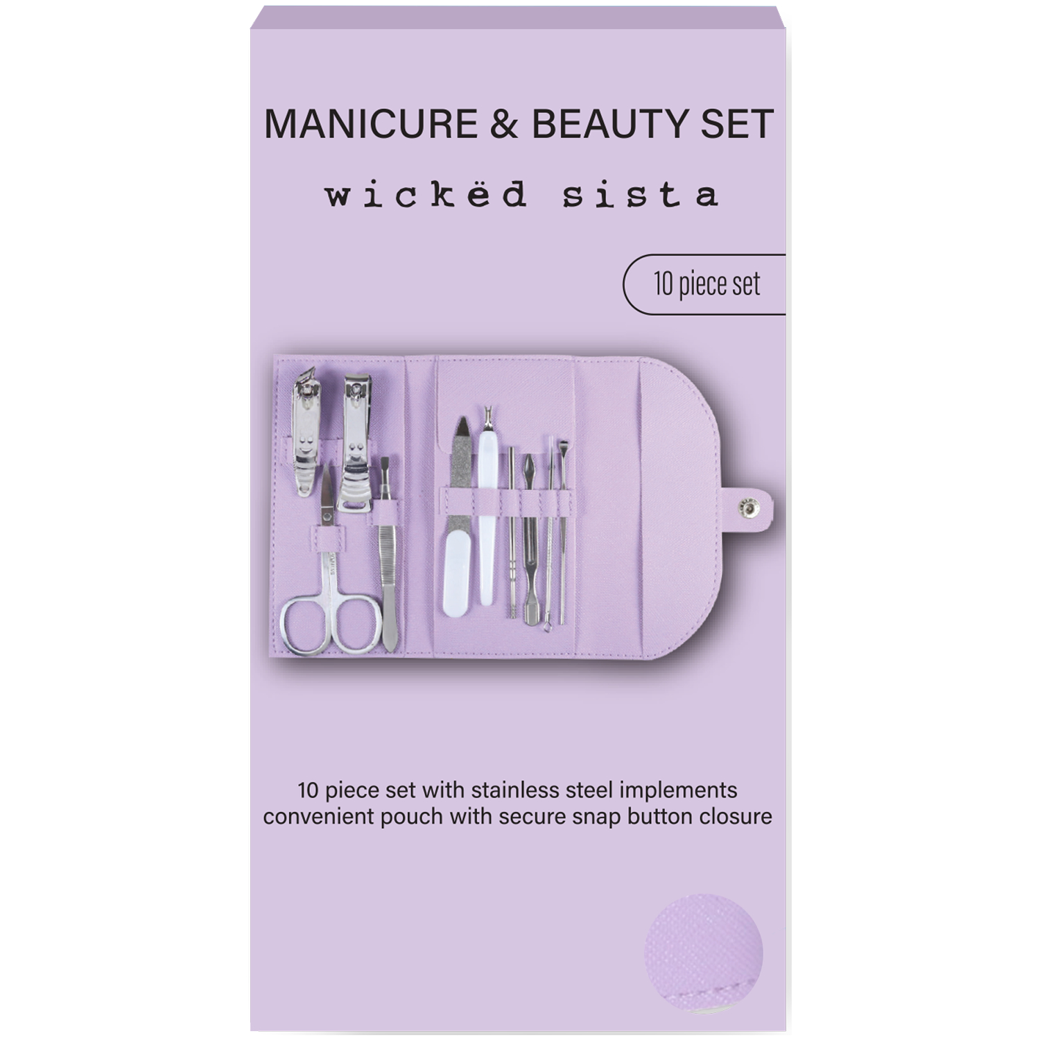 Wicked Sista Boxed Manicure Set Wisteria 10 piece - Image 1