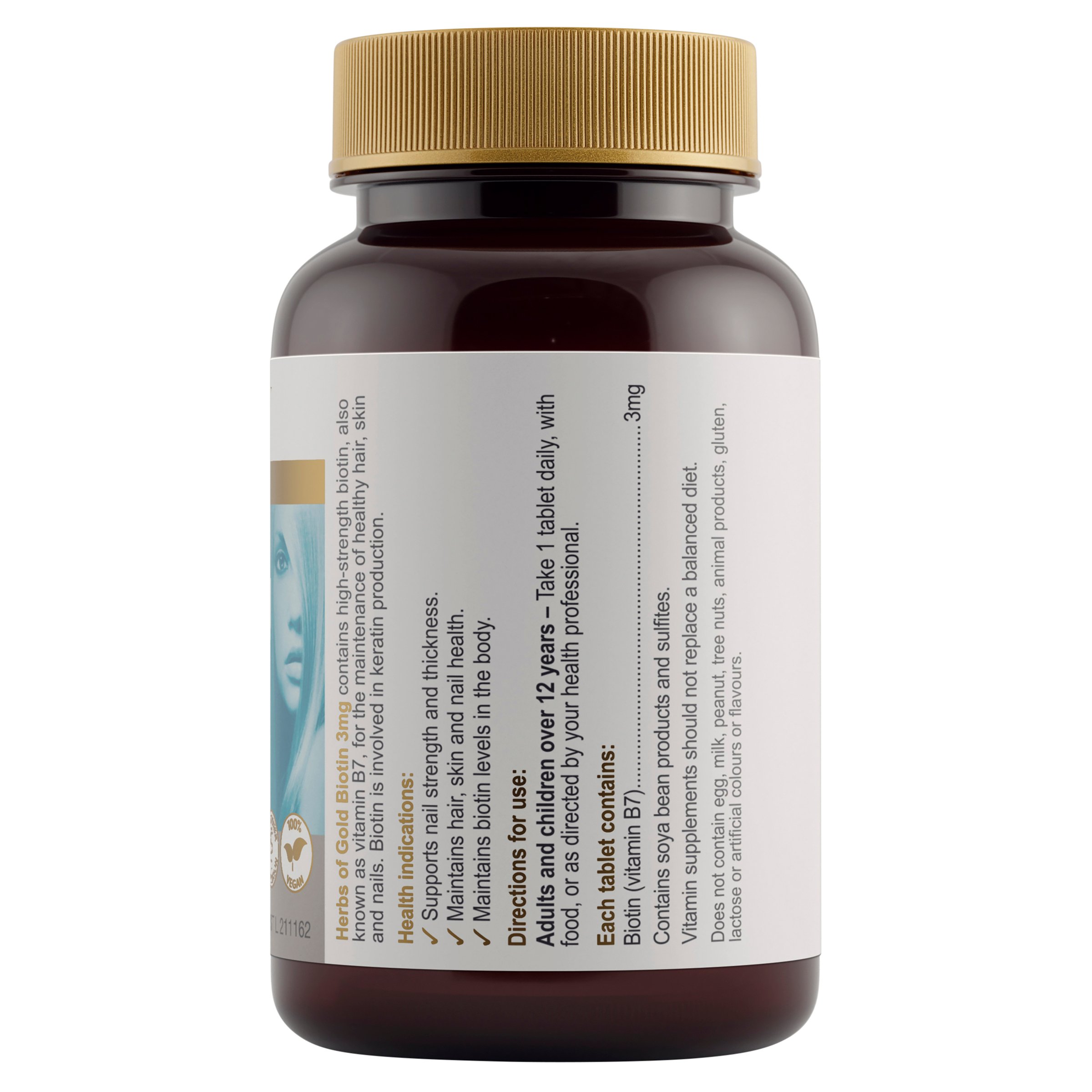 Herbs of Gold Biotin 3mg - 60 tablets - Image 2