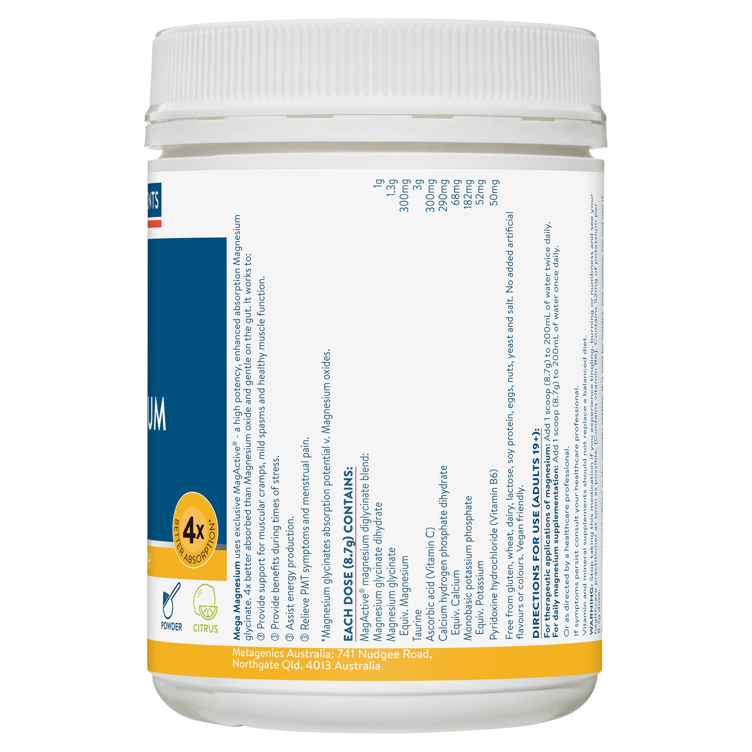 Ethical Nutrients Mega Magnesium Powder Citrus 450g - Image 2