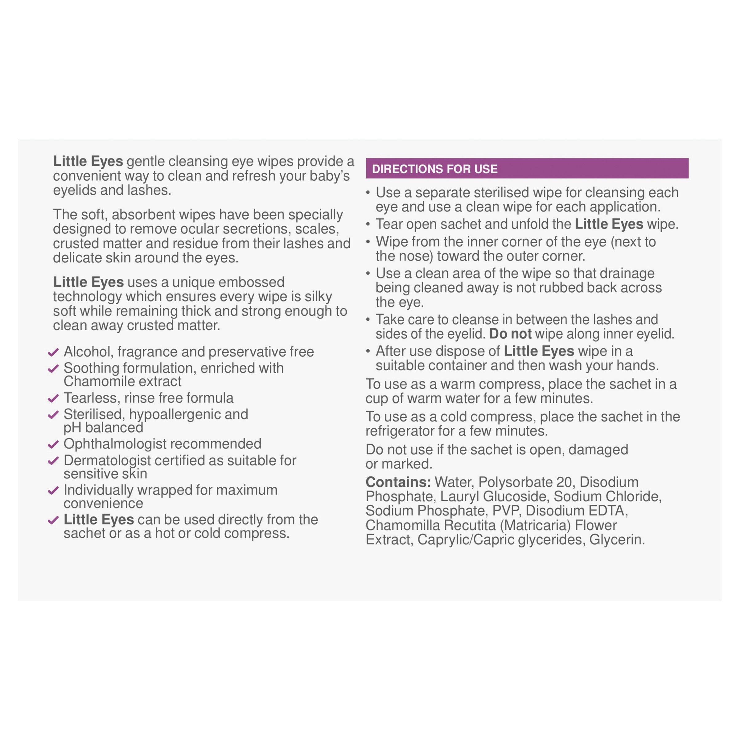 Little Eyes Gentle Cleansing Wipes For Babies & Children 30 wipes - Image 6