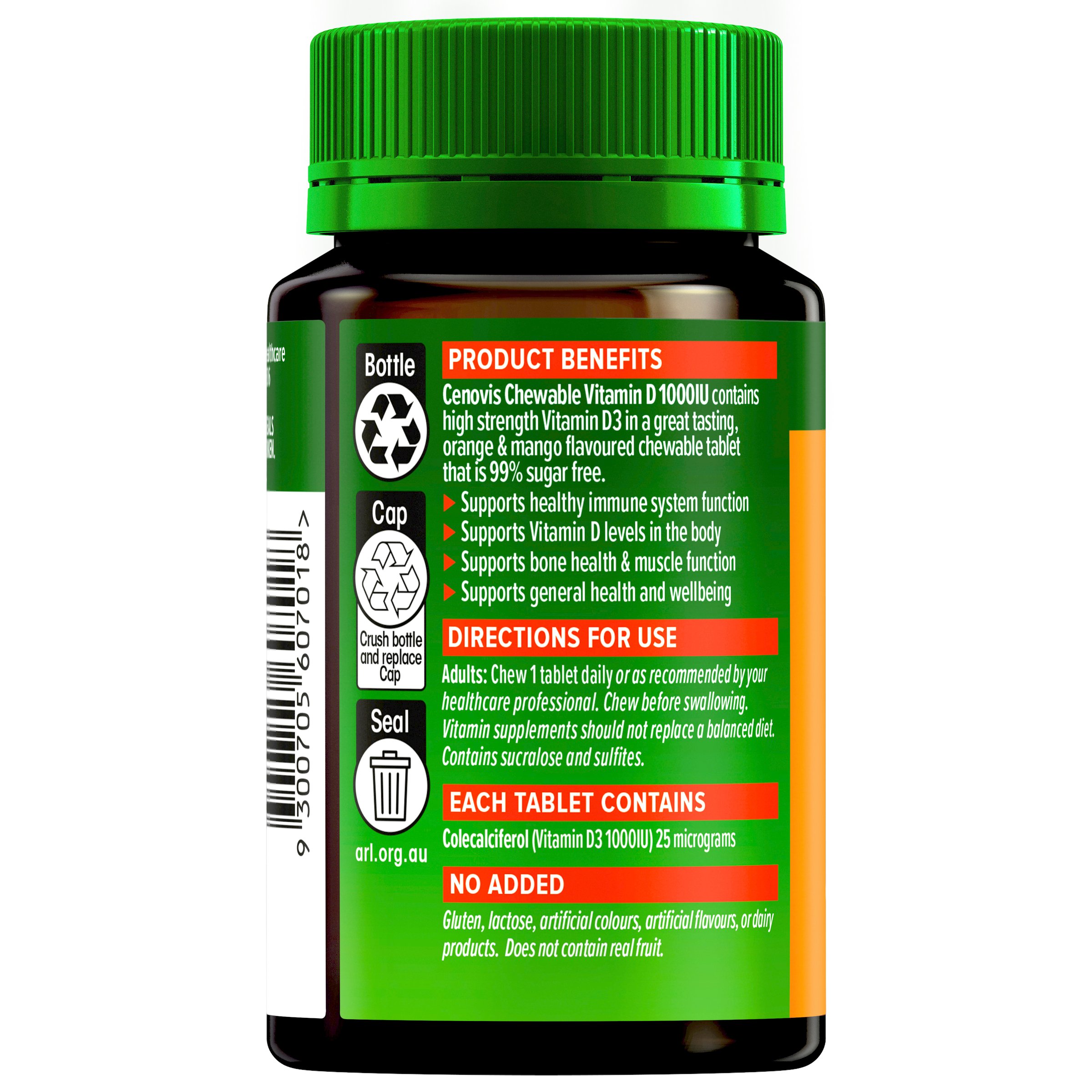 Cenovis Adult Vitamin D 1000IU - 90 chewable tablets - Image 3
