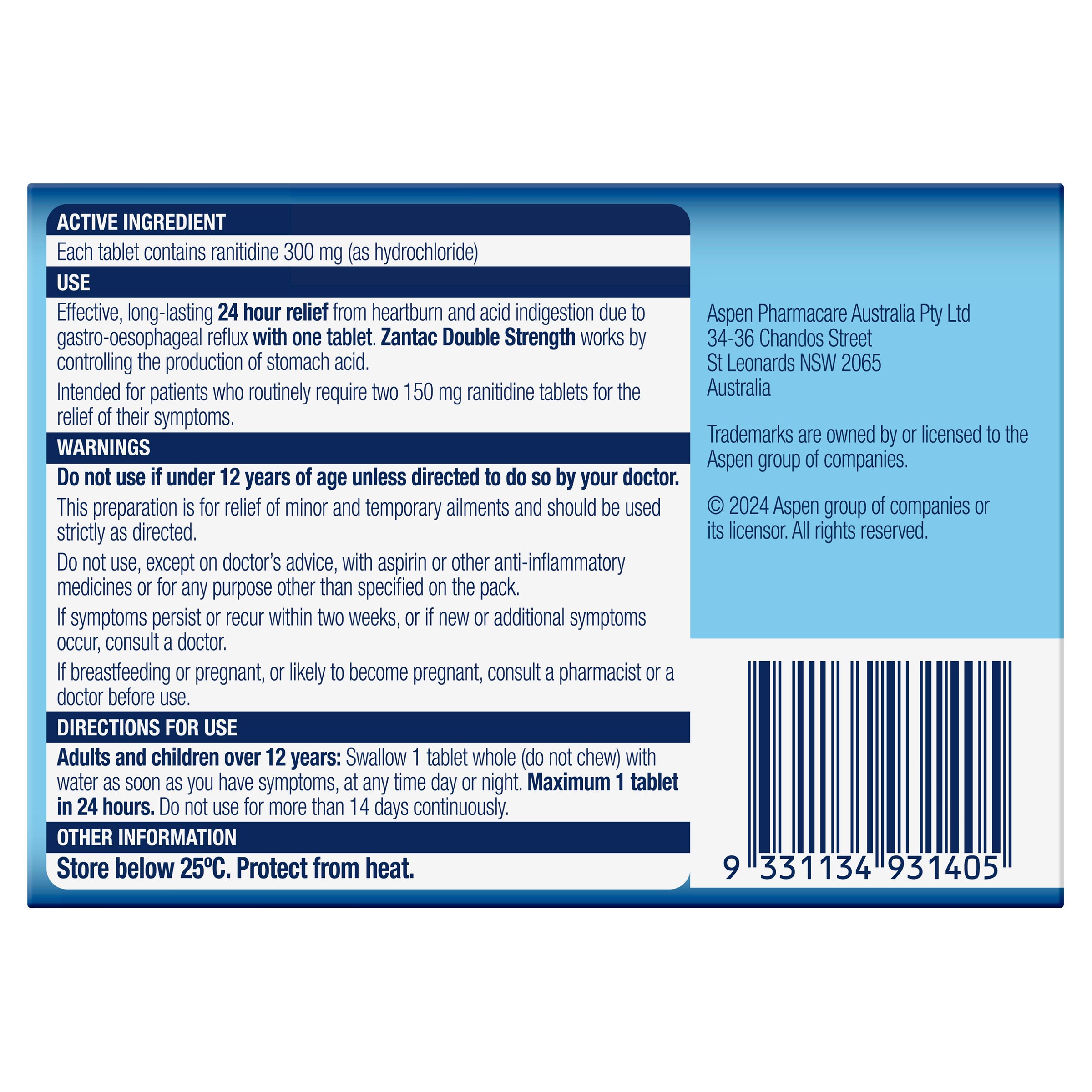Zantac Relief Double Strength 300mg 14 pack - Image 2