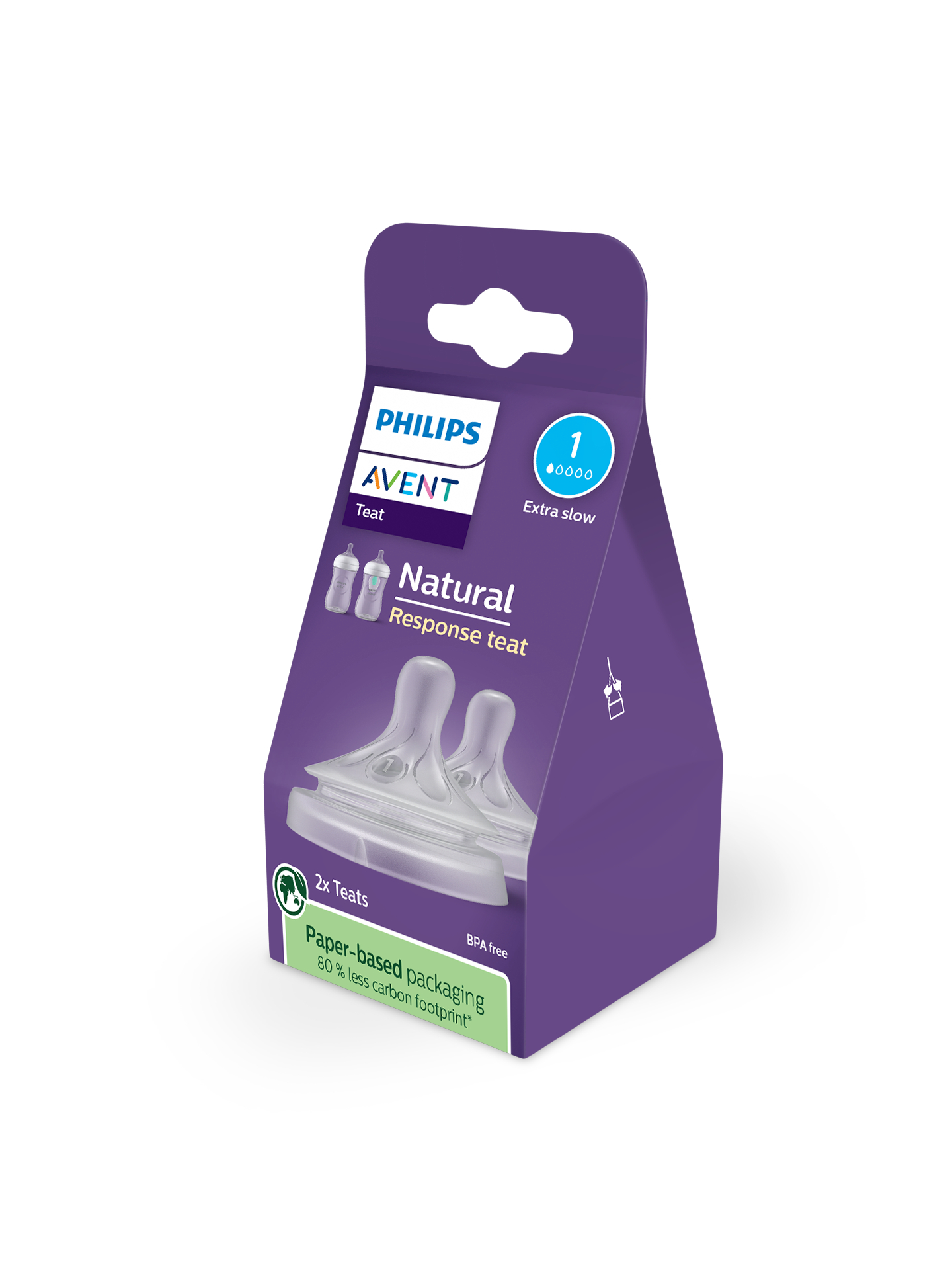 Avent Natural Response Teats 0 Month Flow 1 - 2 packs - Image 2
