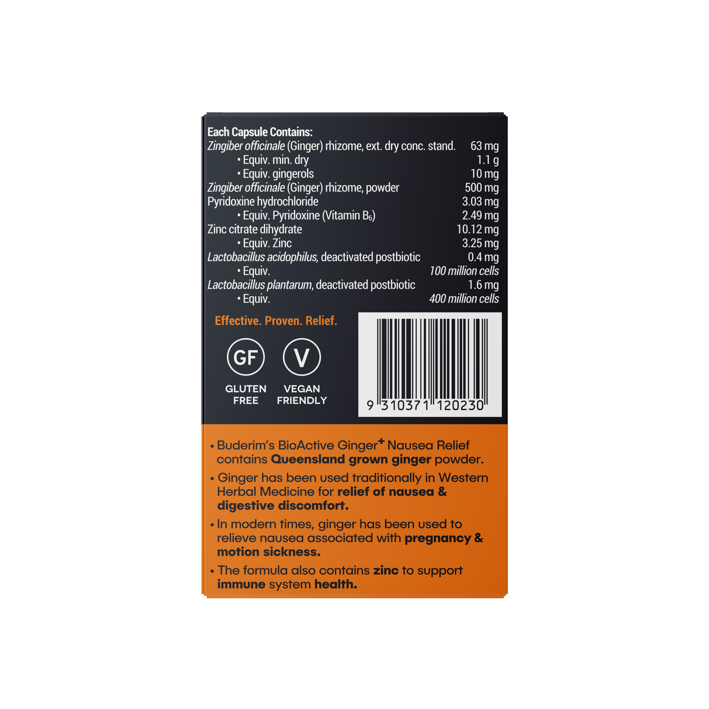 Buderim Bioactive Ginger+ Nausea Relief 7 capsules - Image 2