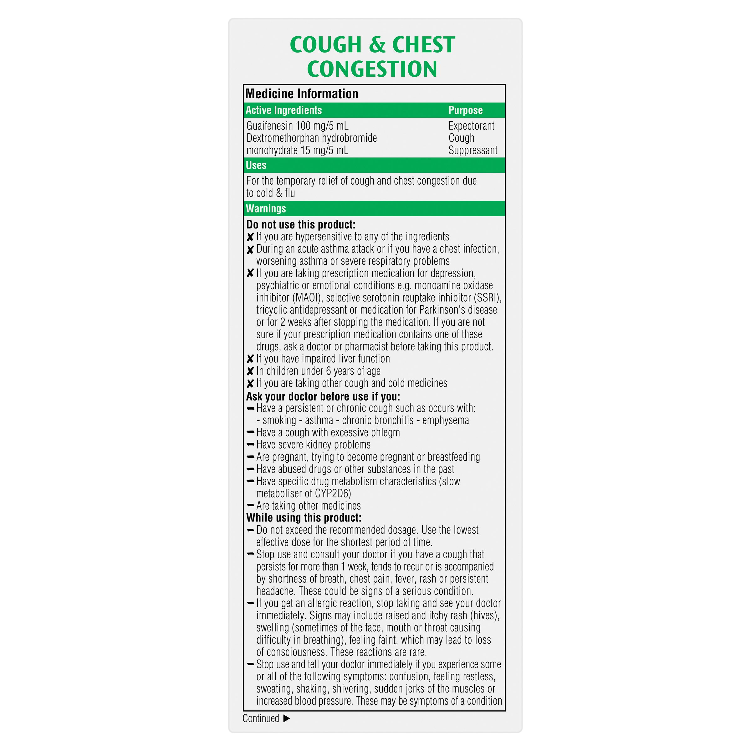 Robitussin Cough & Chest Congestion Oral Liquid Vanilla Cherry Flavour 200ml - Image 2