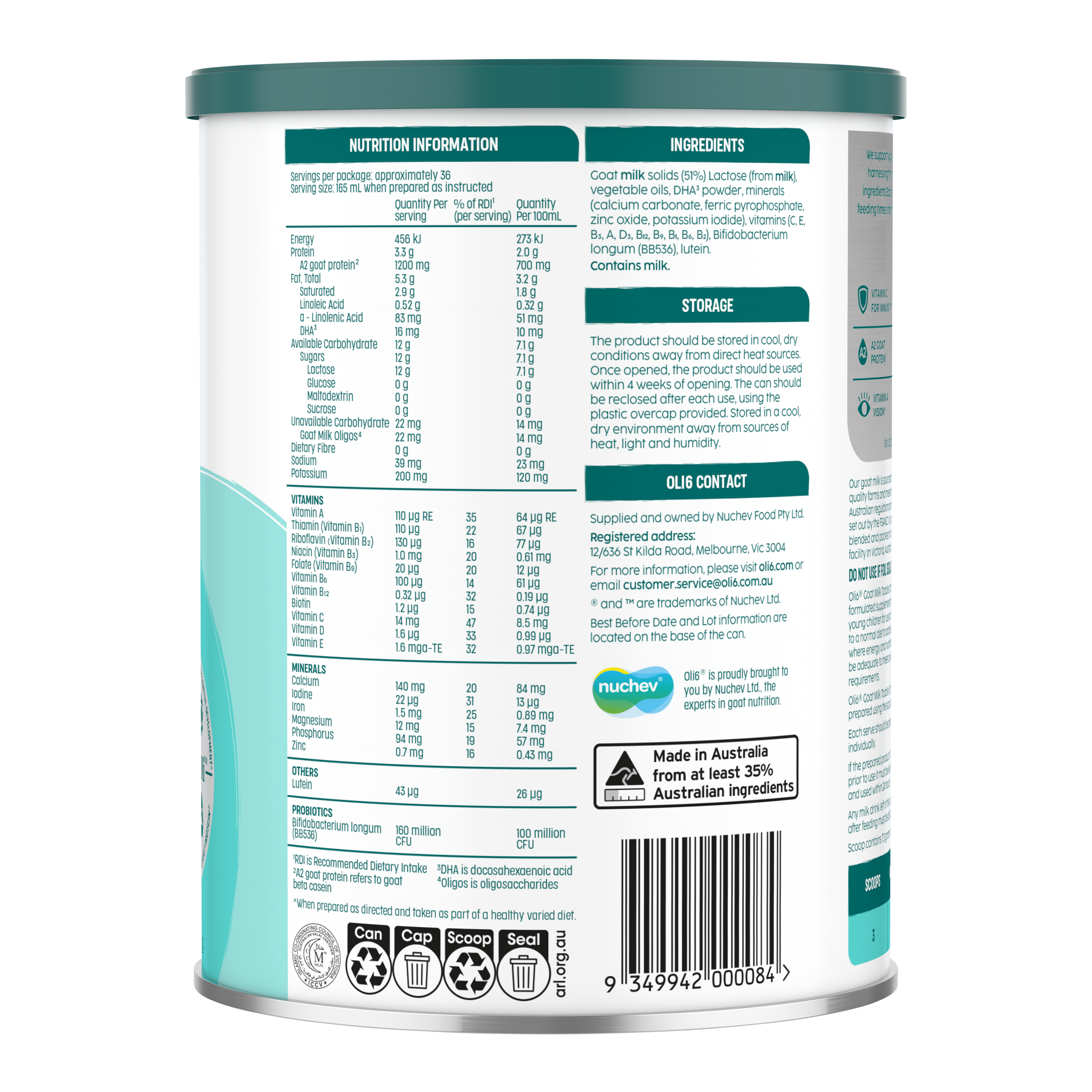 Oli6 Dairy Goat Stage 3 Toddler Formula 800g - Image 3