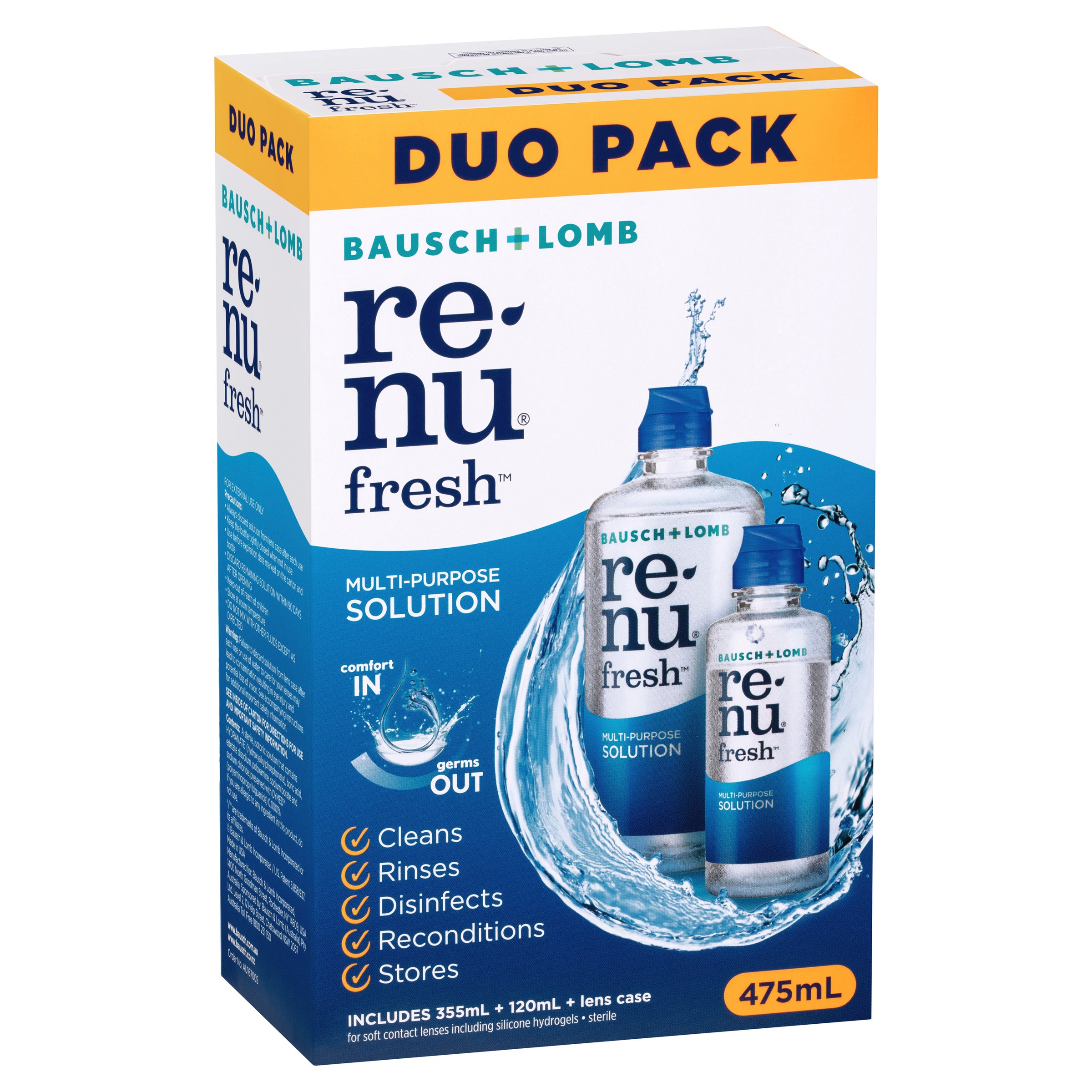 Bausch & Lomb Renu Fresh Multi-Purpose Solution Duo Pack (355ml+120ml) 475ml - Image 6