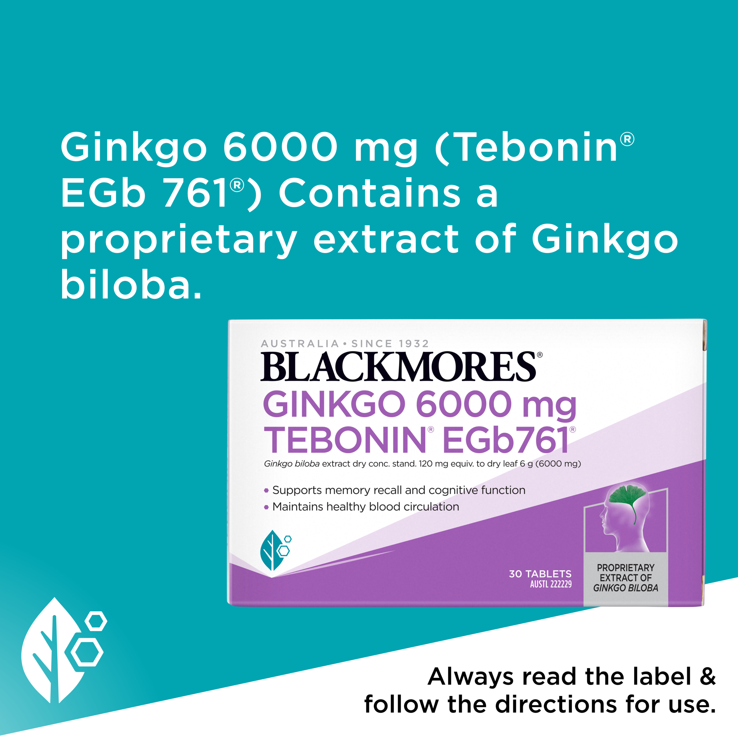 Blackmores Ginkgo 6000mg Tebonin EGb 761 - 30 tablets - Image 5