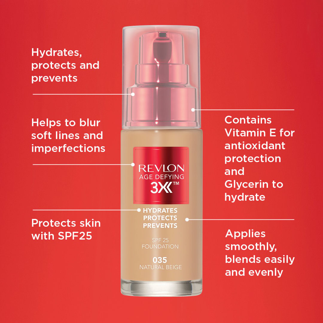 Revlon Age Defying Triple Lift Foundation Early Tan 070 - 30ml - Image 5