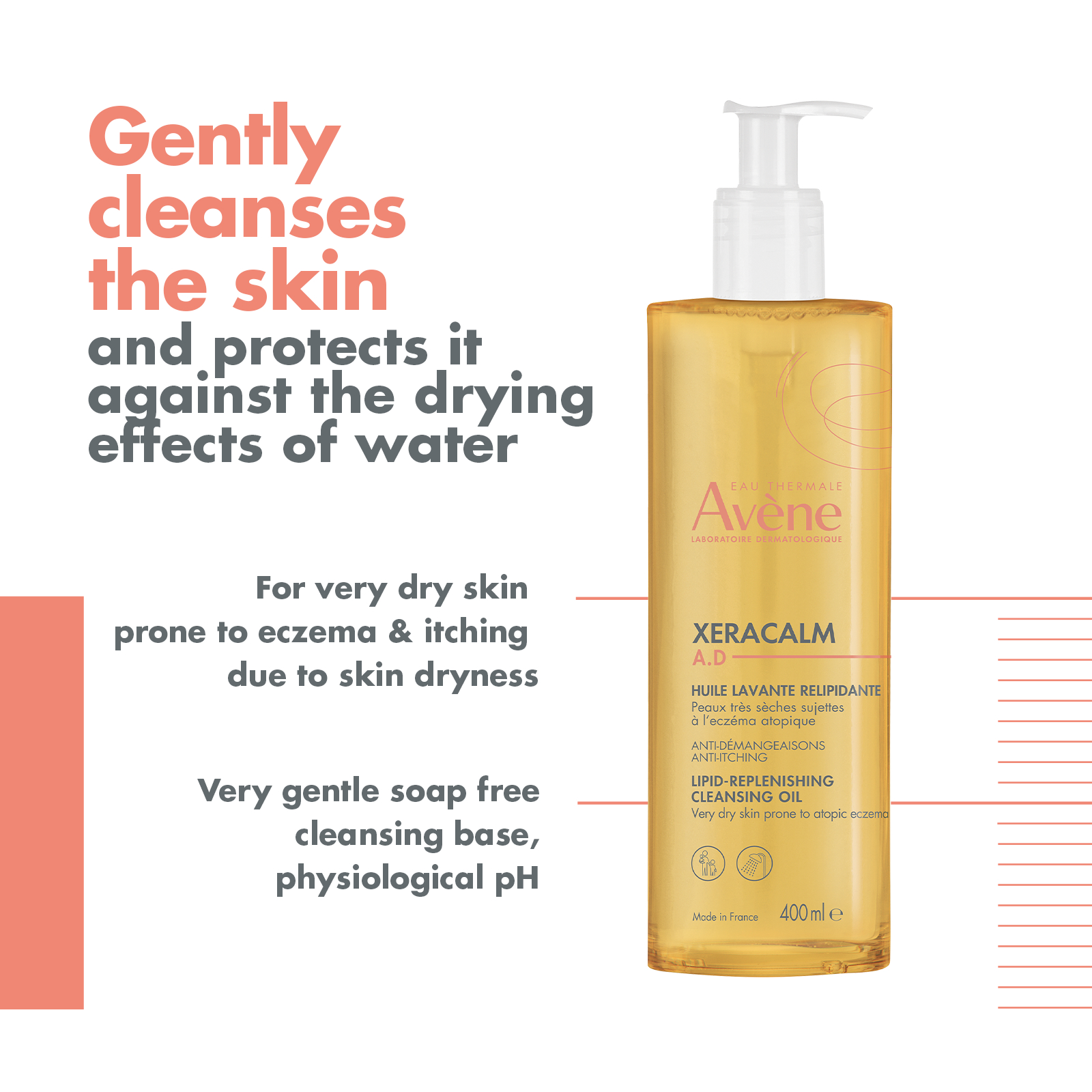Avene XeraCalm A.D Lipid-Replenishing Cleansing Oil 400ml - Image 3