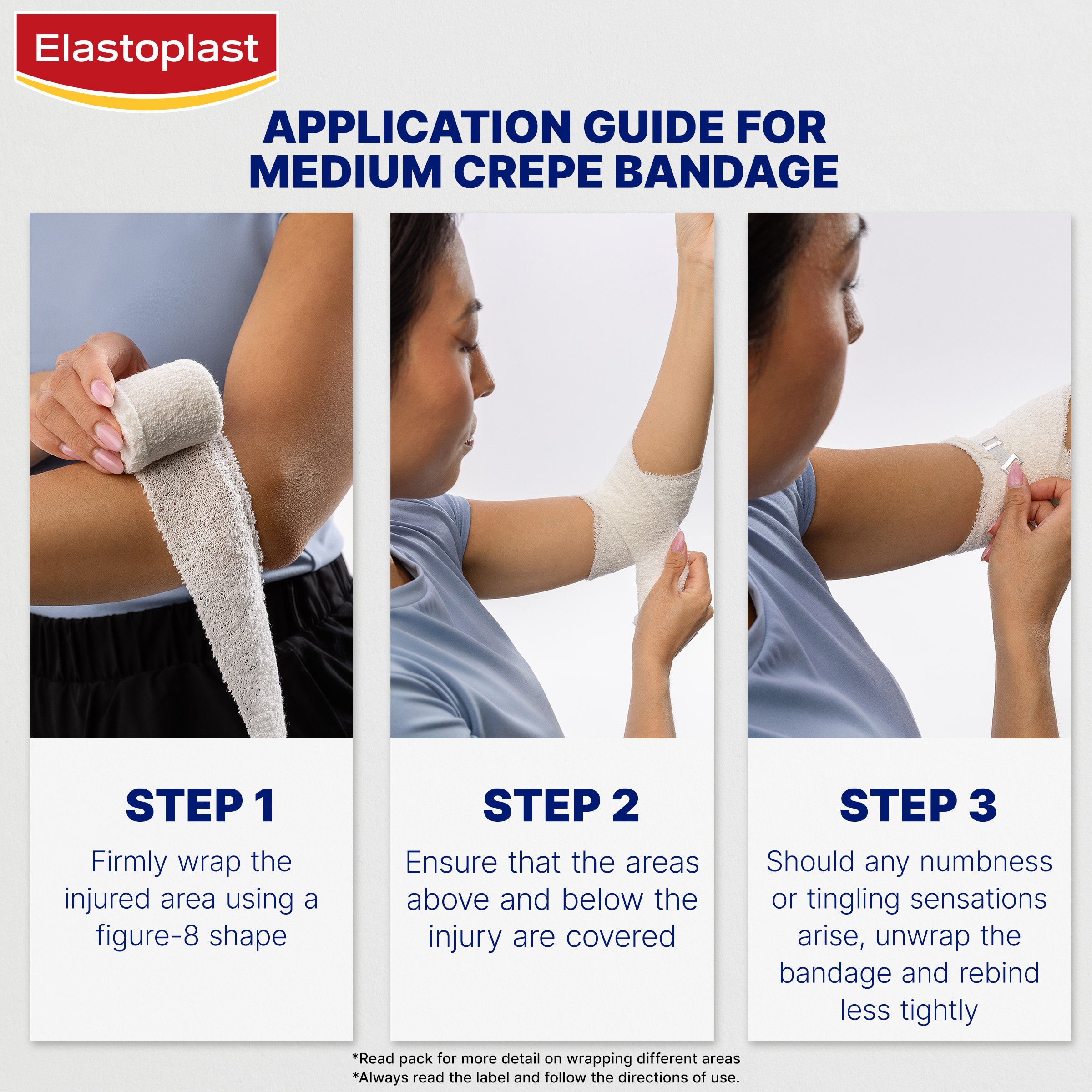 Elastoplast Crepe Bandage Medium Weight 5cm X 1.6m White - 1 roll - Image 8
