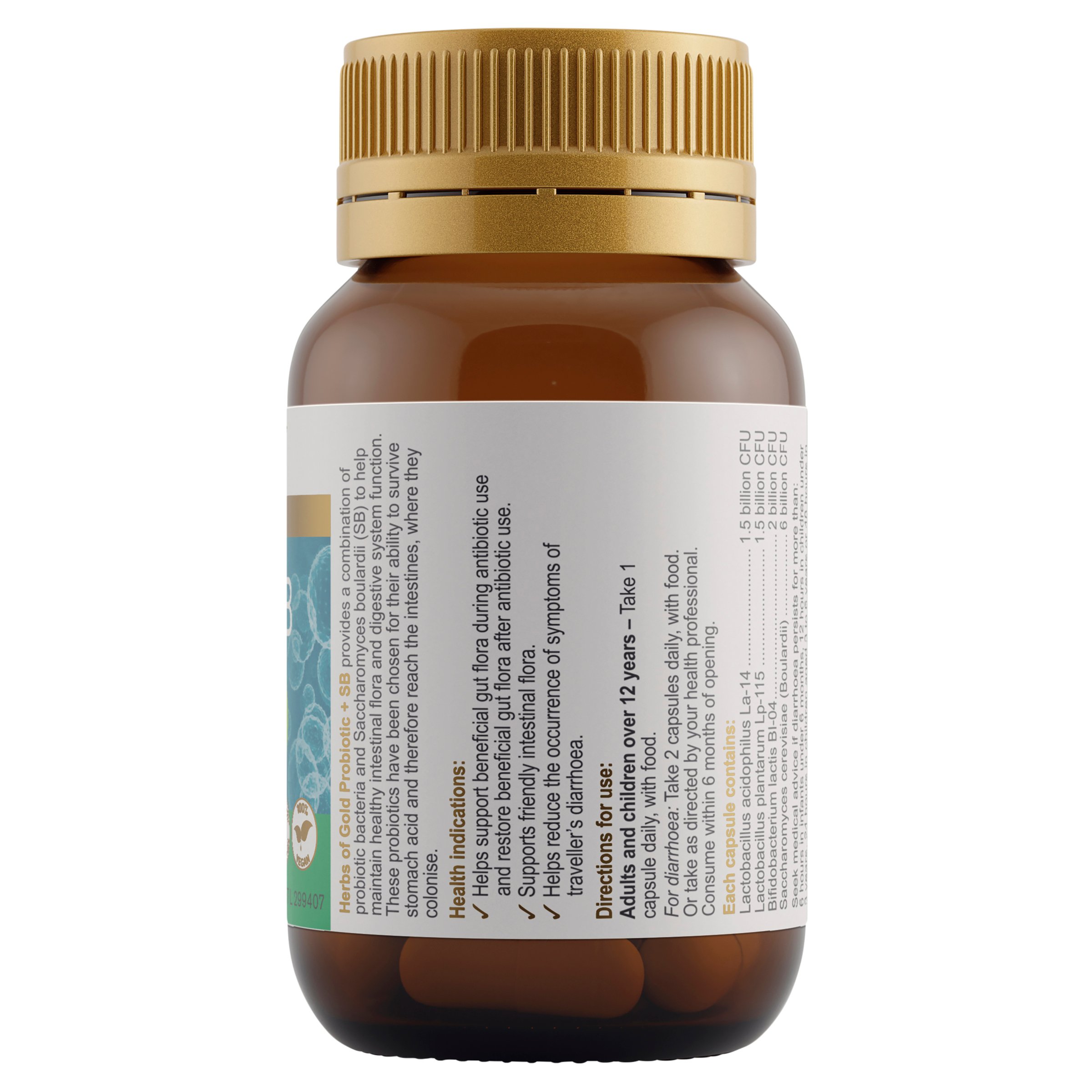 Herbs of Gold Probiotic + SB 30 vegetarian capsules - Image 2