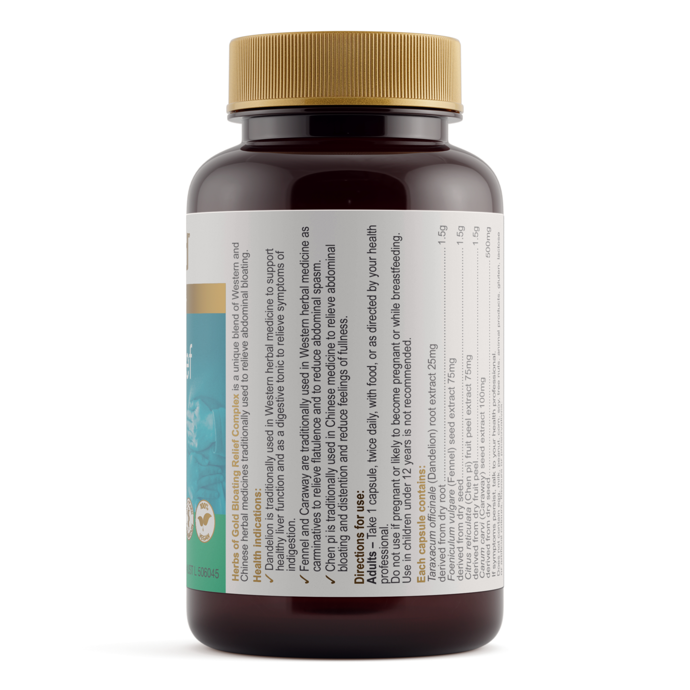 Herbs Of Gold Bloating Relief Complex 60 capsules - Image 2