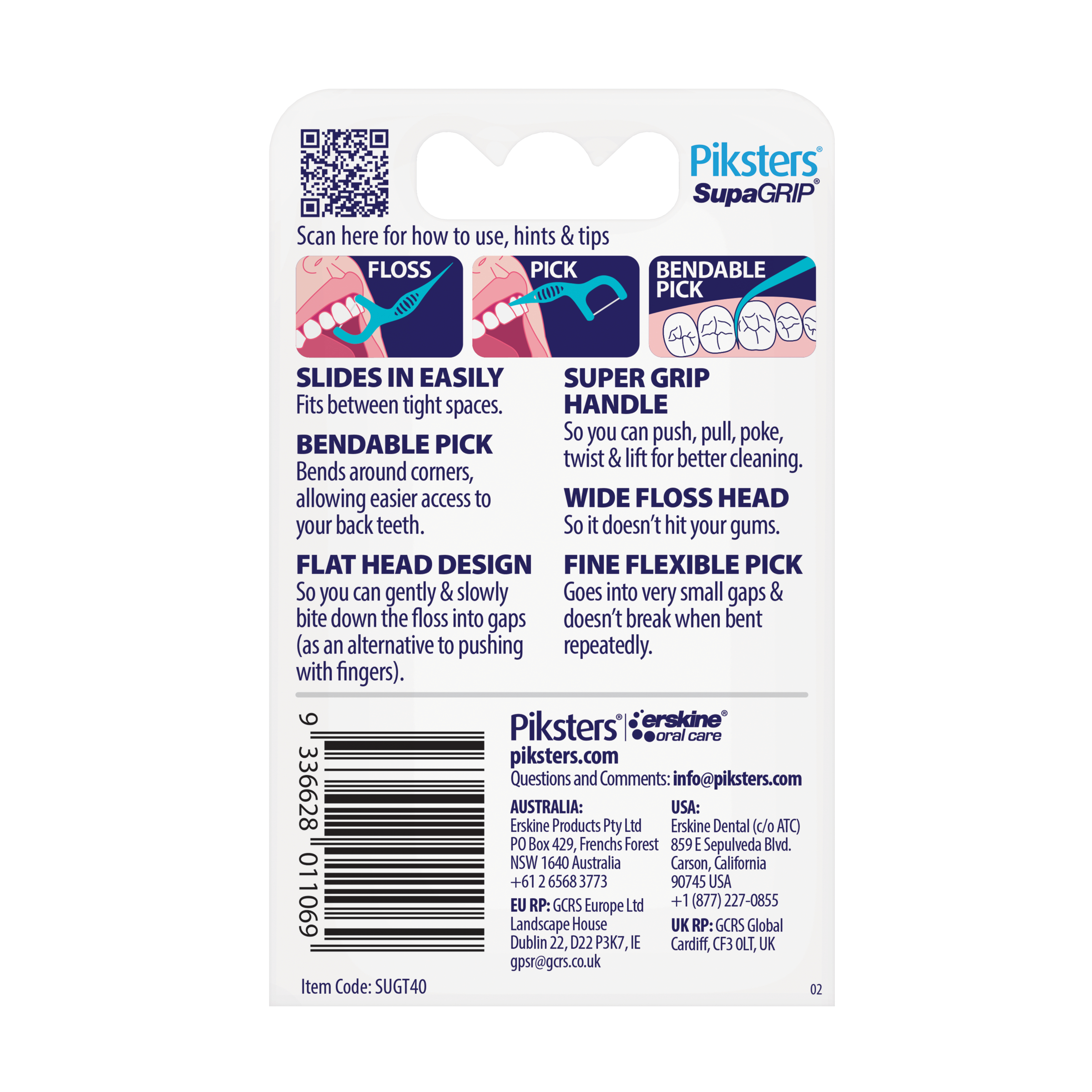 Piskters Supagrip Floss Picks Twin 40 pack - Image 2