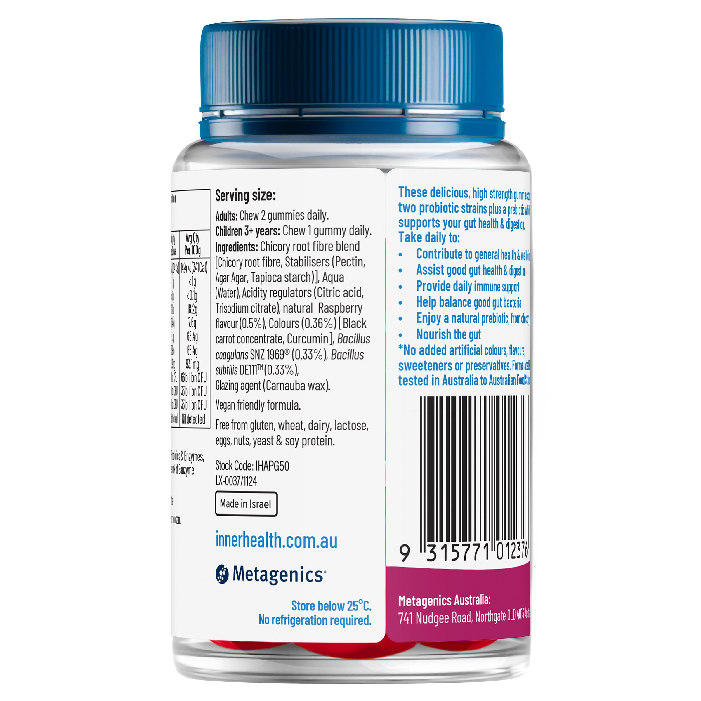 Inner Health Adults 3-In-1 Probiotic Gummies 50 gummies - Image 2