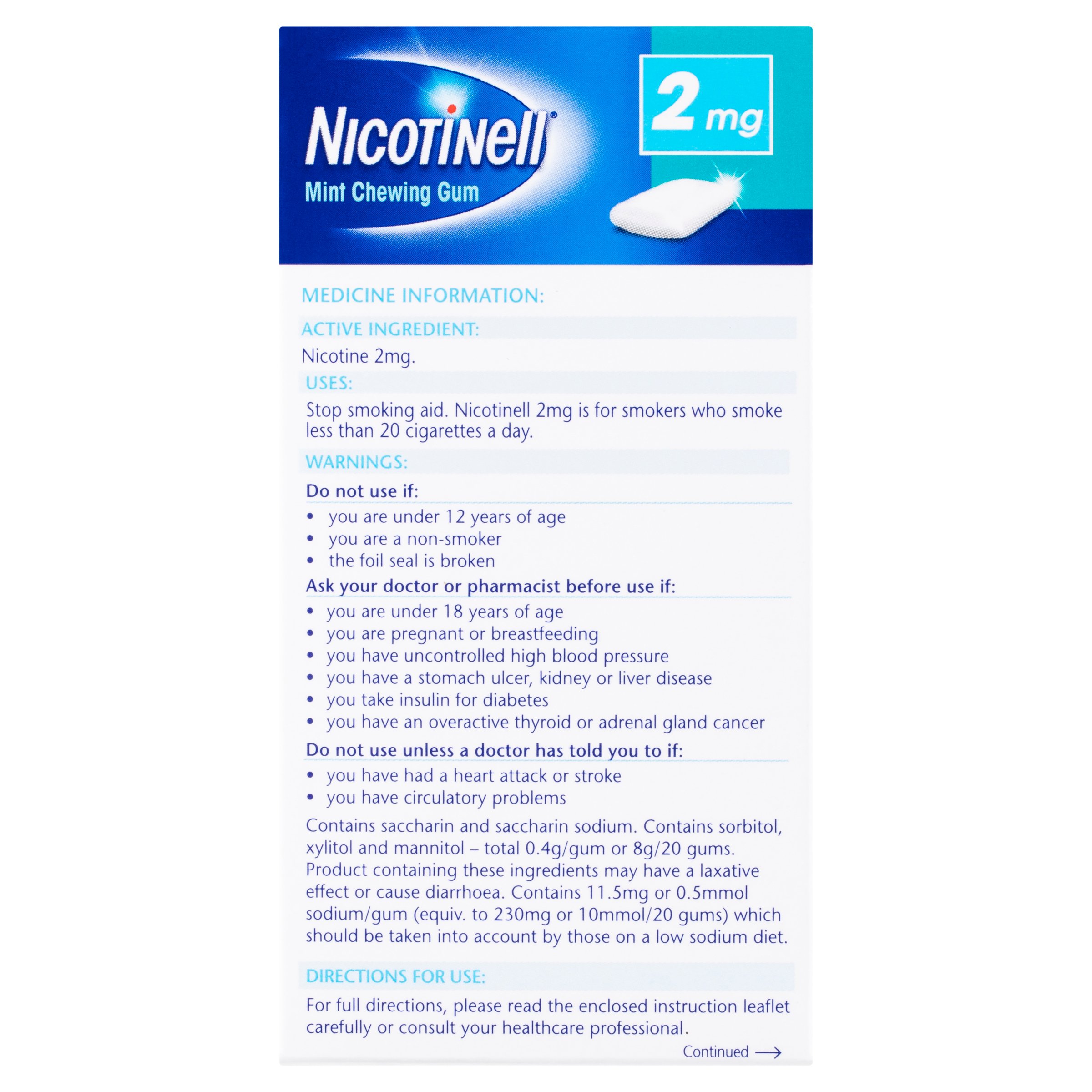 Nicotinell Mint Nicotine Chewing Gum 2mg Regular Strength 96 pieces - Image 4