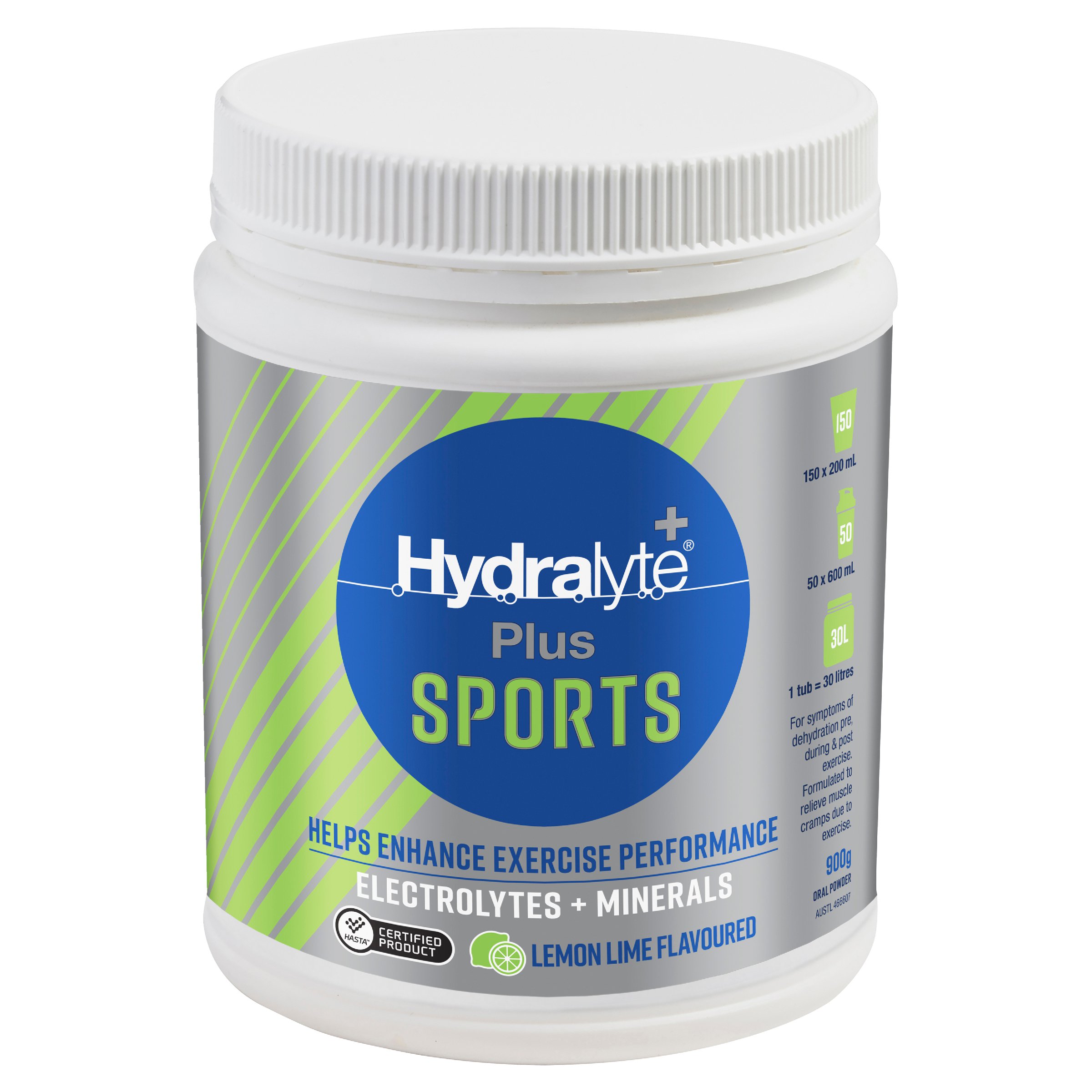 Hydralyte Plus Sports Lemon Lime Flavoured Powder Tub 900g - Image 6