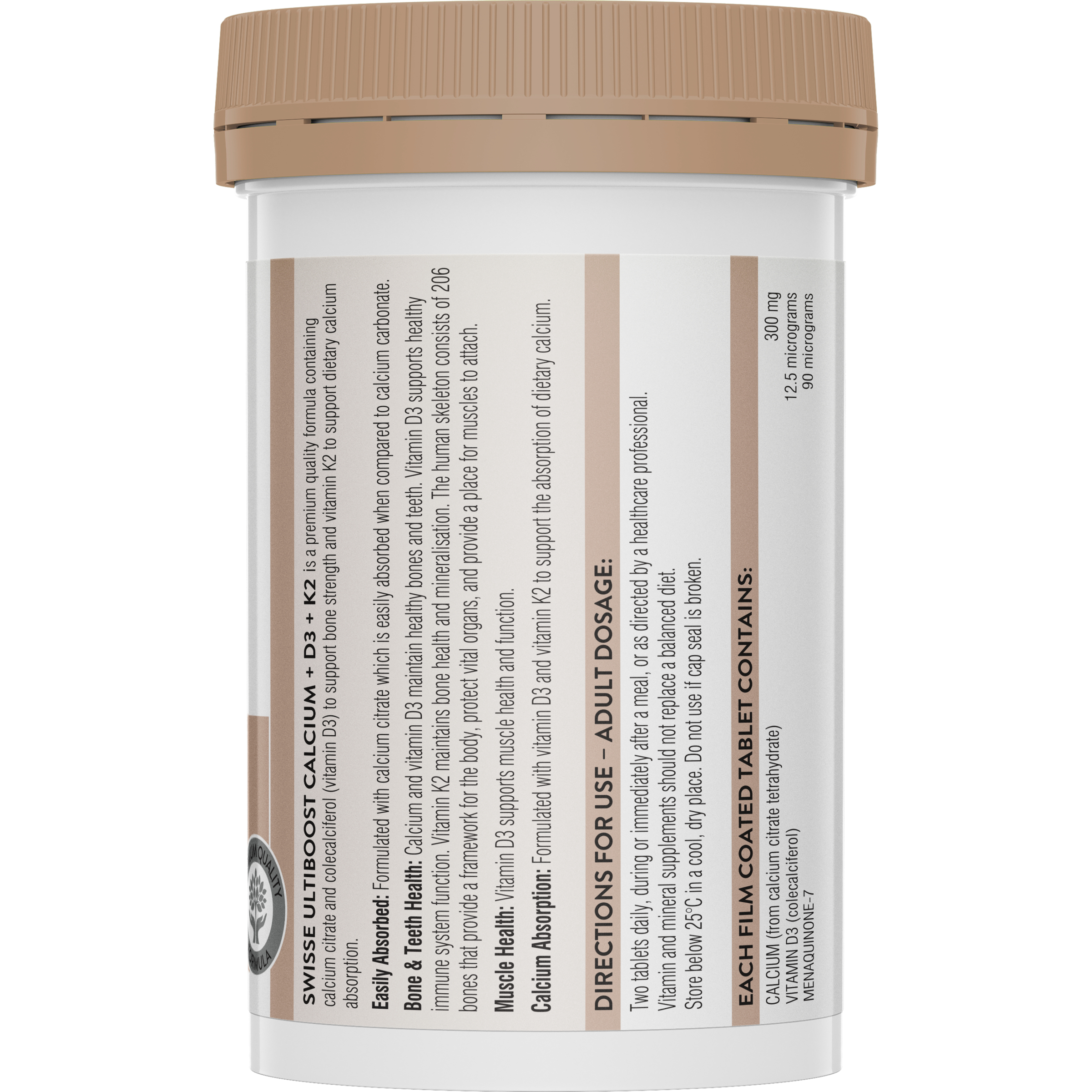 Swisse Ultiboost Calcium + D3 + K2 - 60 tablets - Image 2