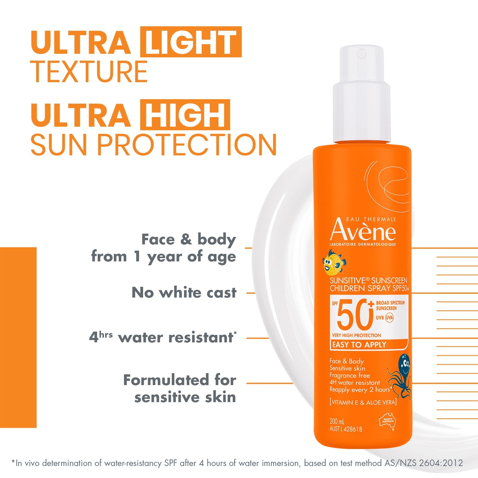 Avene Sunsitive Sunscreen Children Spray SPF 50+ 200ml - Image 4