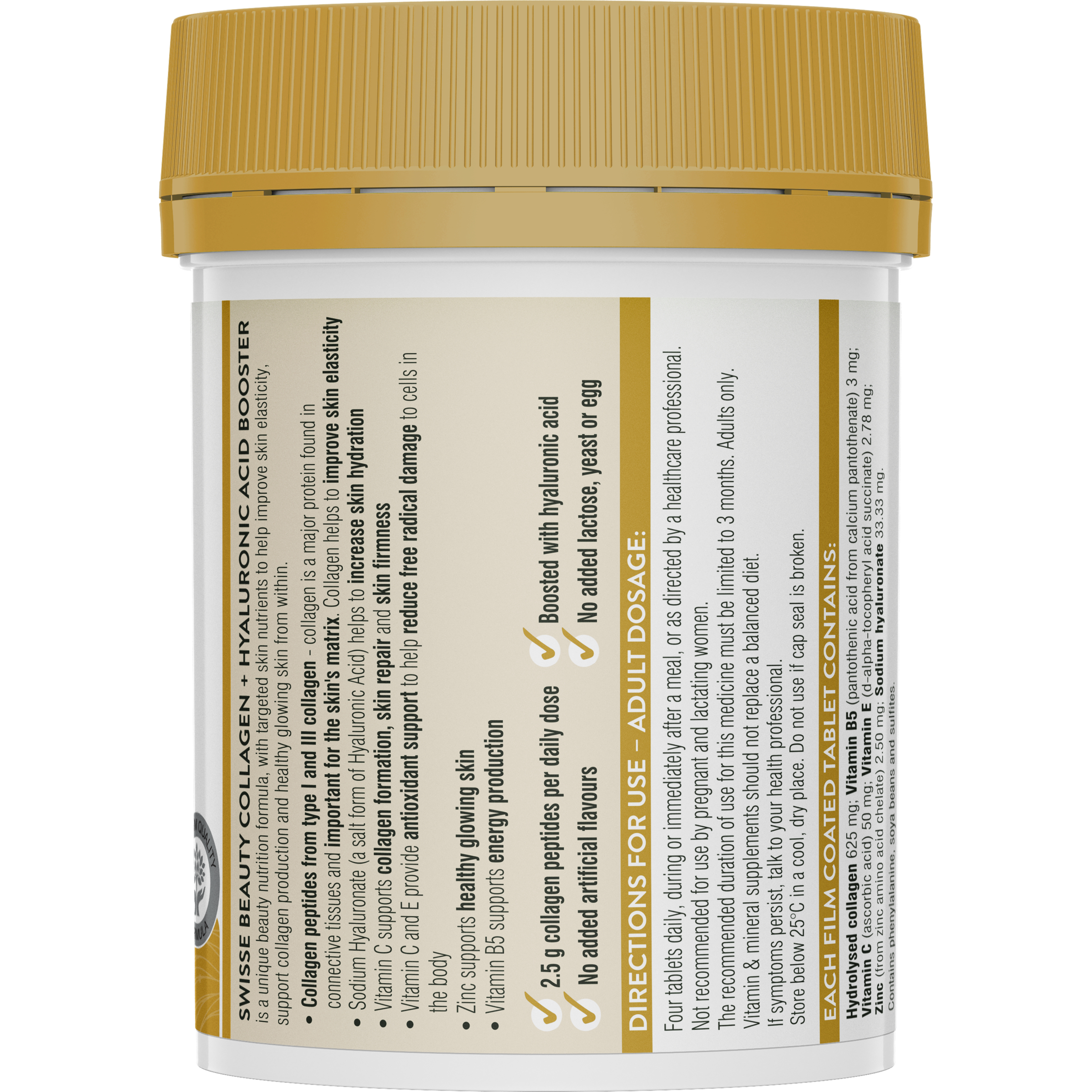 Swisse Beauty Collagen + Hyaluronic Acid Booster 80 tablets - Image 2
