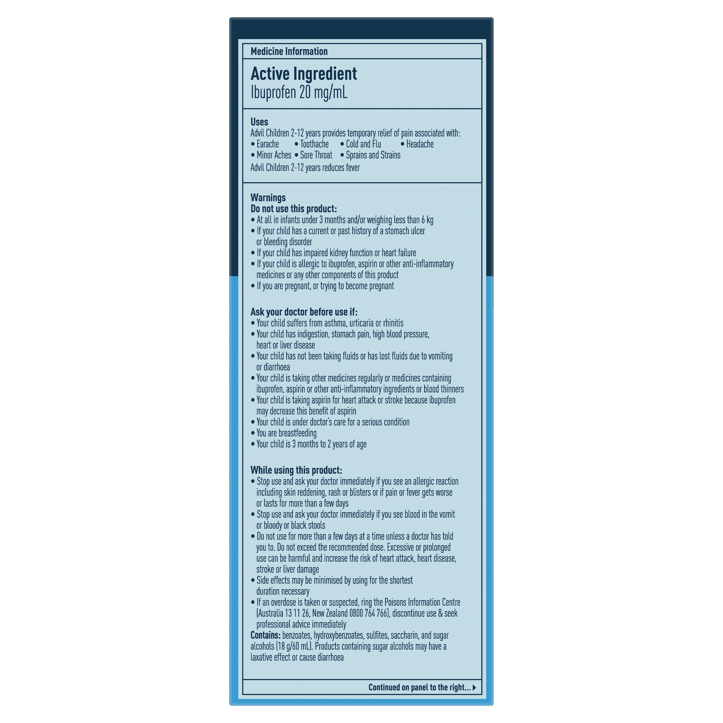 Advil Children’s Pain & Fever Relief 2yrs - 12 yrs Suspension 200ml - Image 4