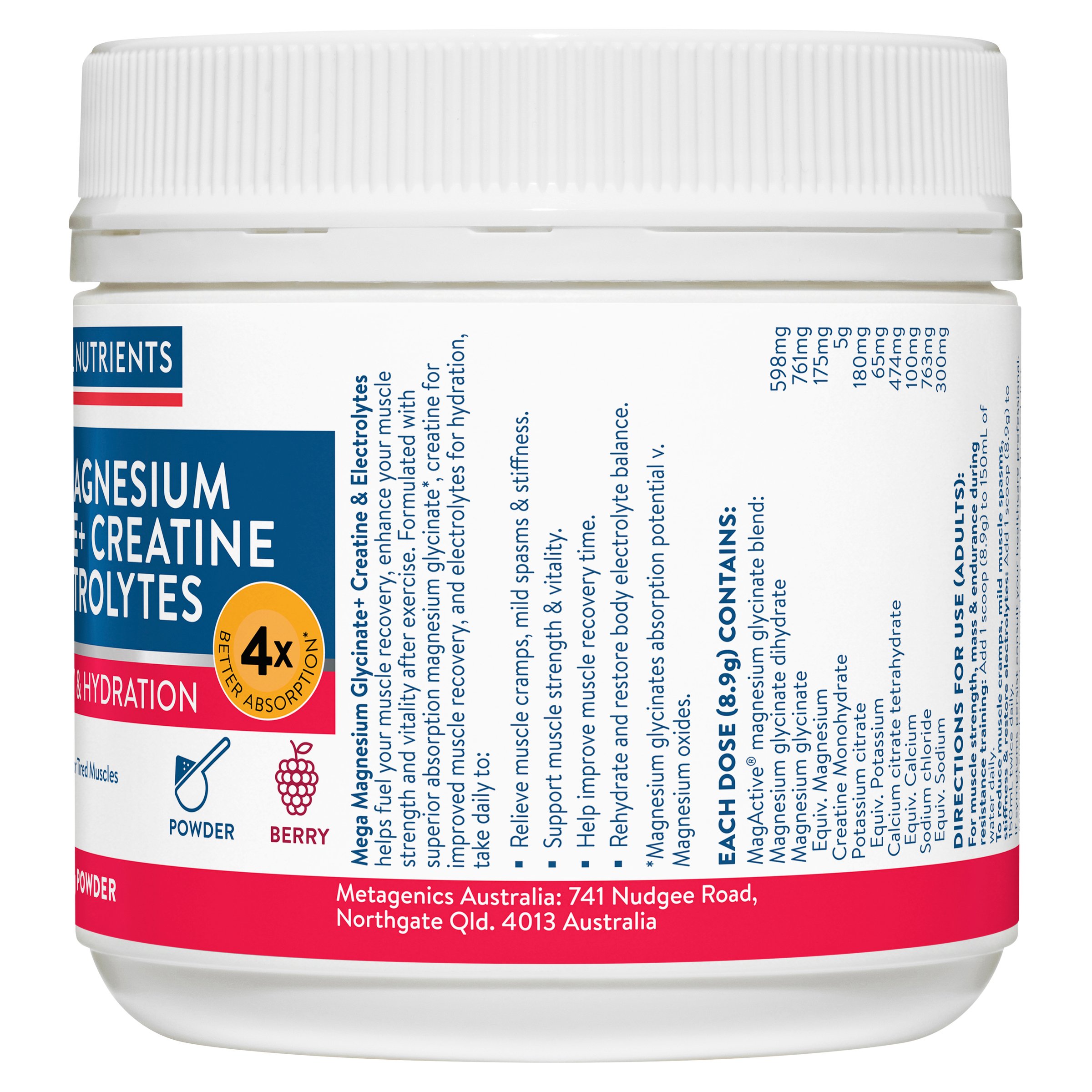 Ethical Nutrients Mega Magnesium Glycinate+ Creatine & Electrolytes 250g - Image 2