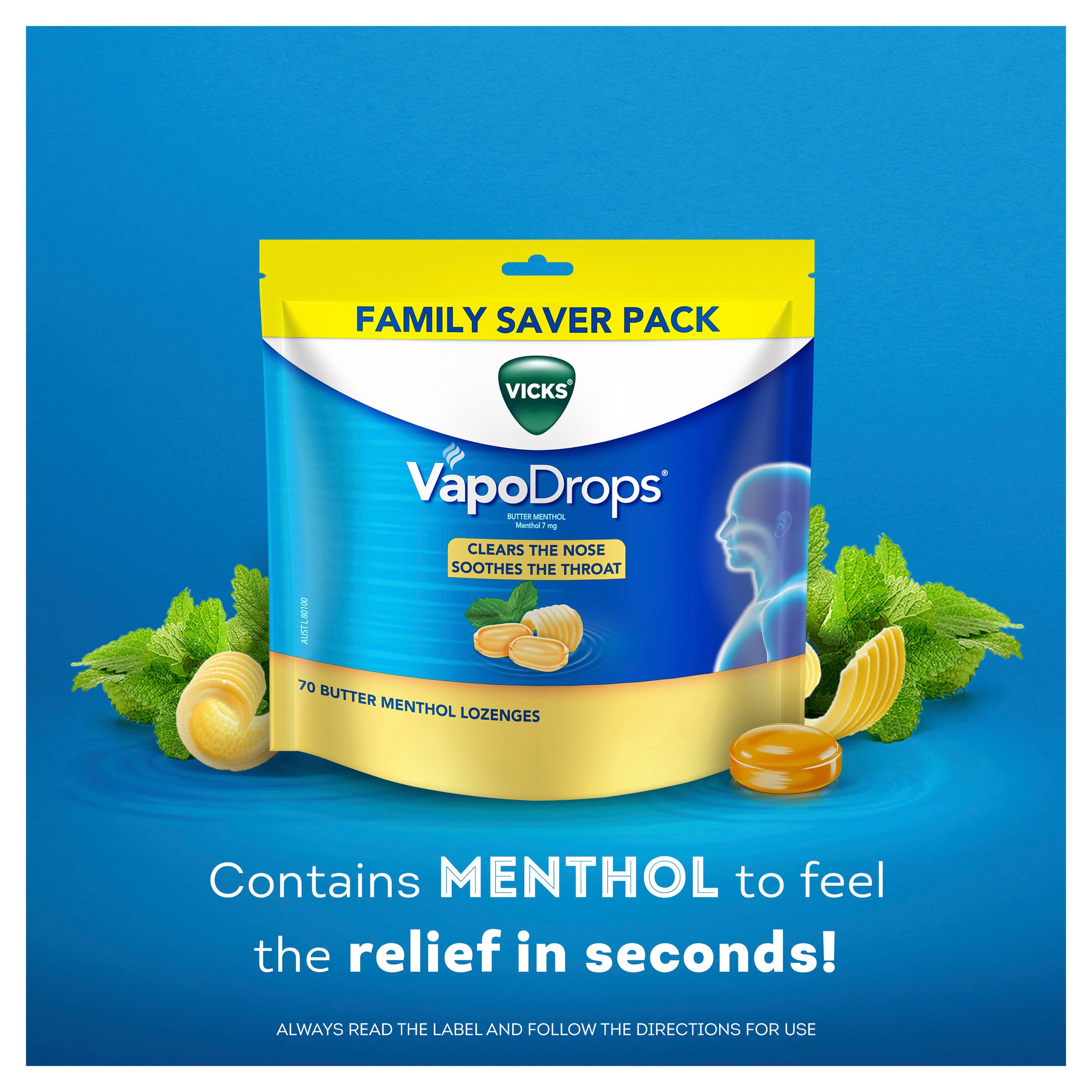 Vicks VapoDrops Butter Menthol 70 pack - Image 6