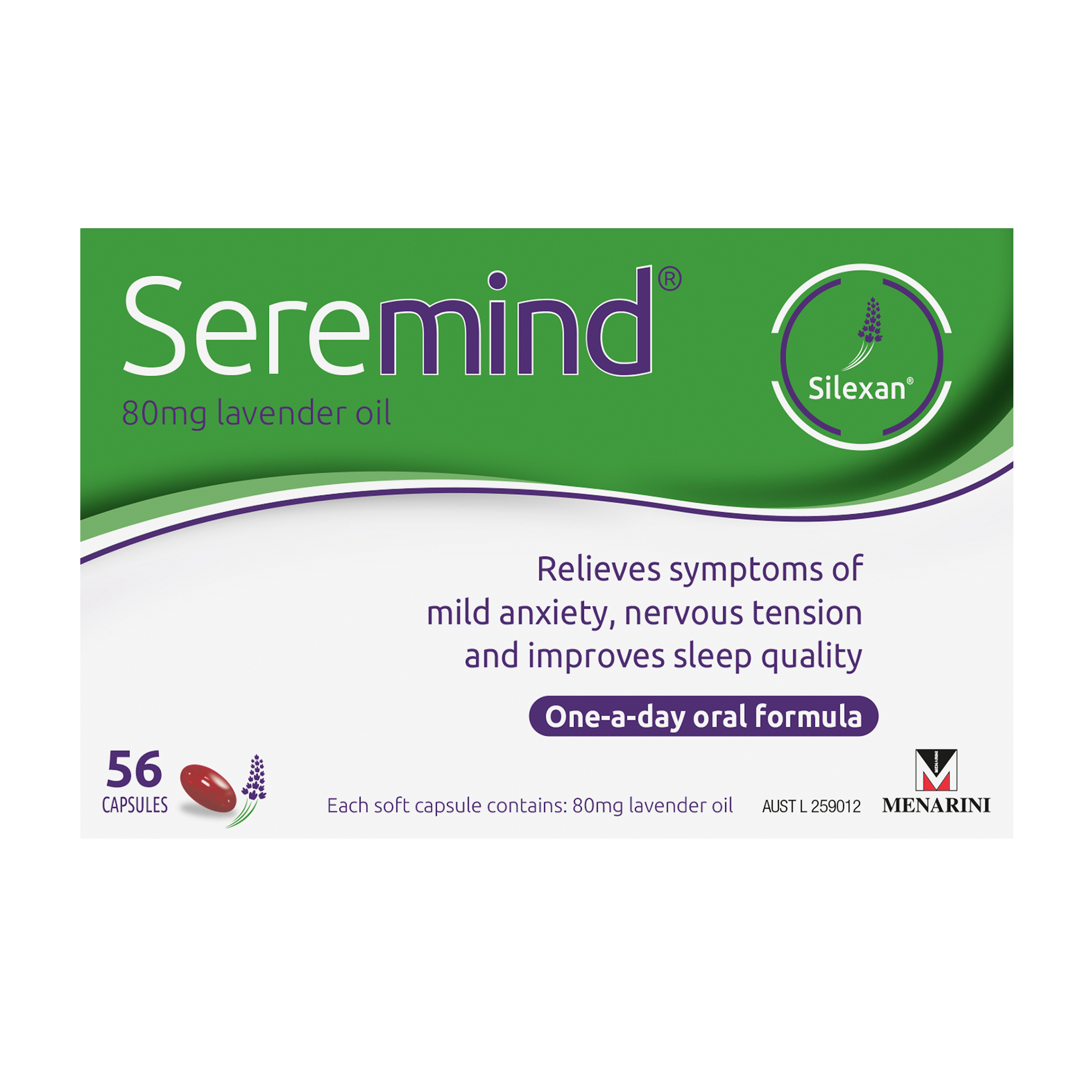Seremind Lavender Oil 80mg - 56 capsules - Image 1