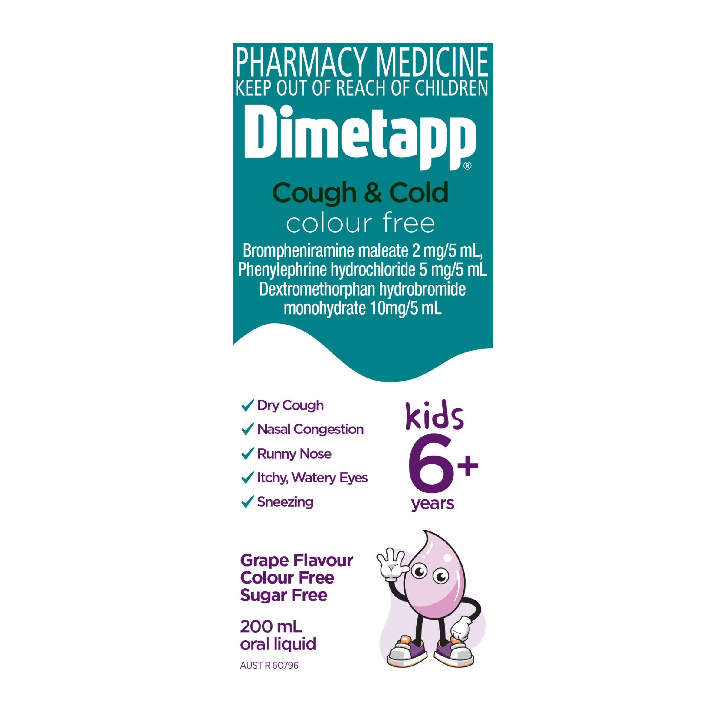 Dimetapp Cough & Cold Kids 6yrs+ Colour Free 200ml - Image 1